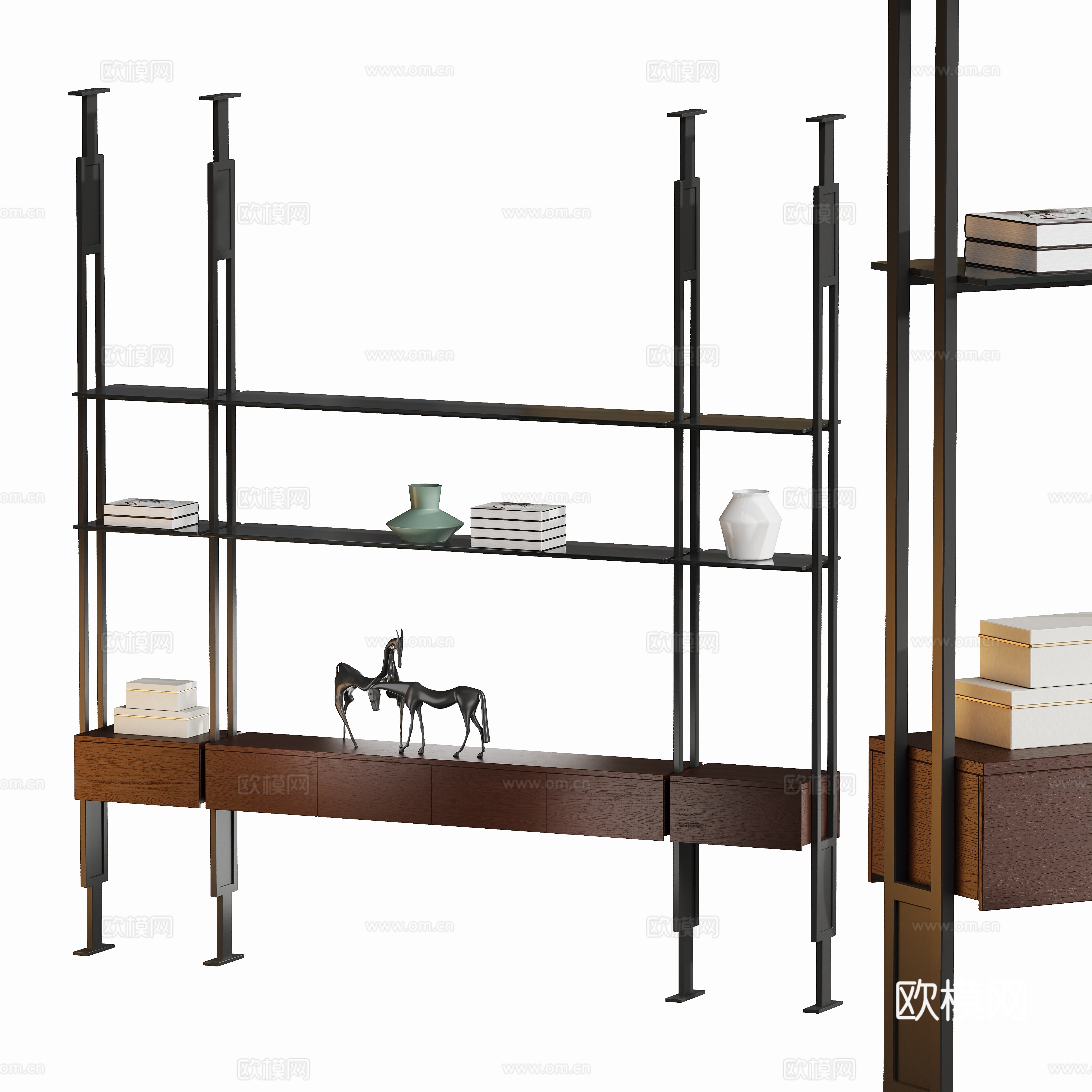 Modern metal bookshelf bookcase 3d model
