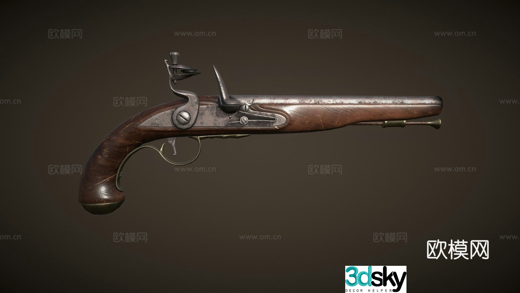 flintlock pistol 3d model