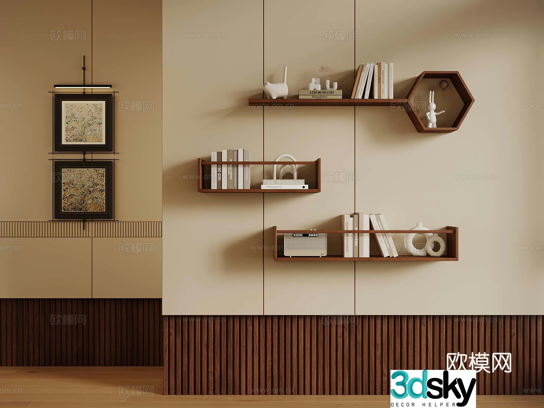 French medieval style shelf bookshelf 3D model