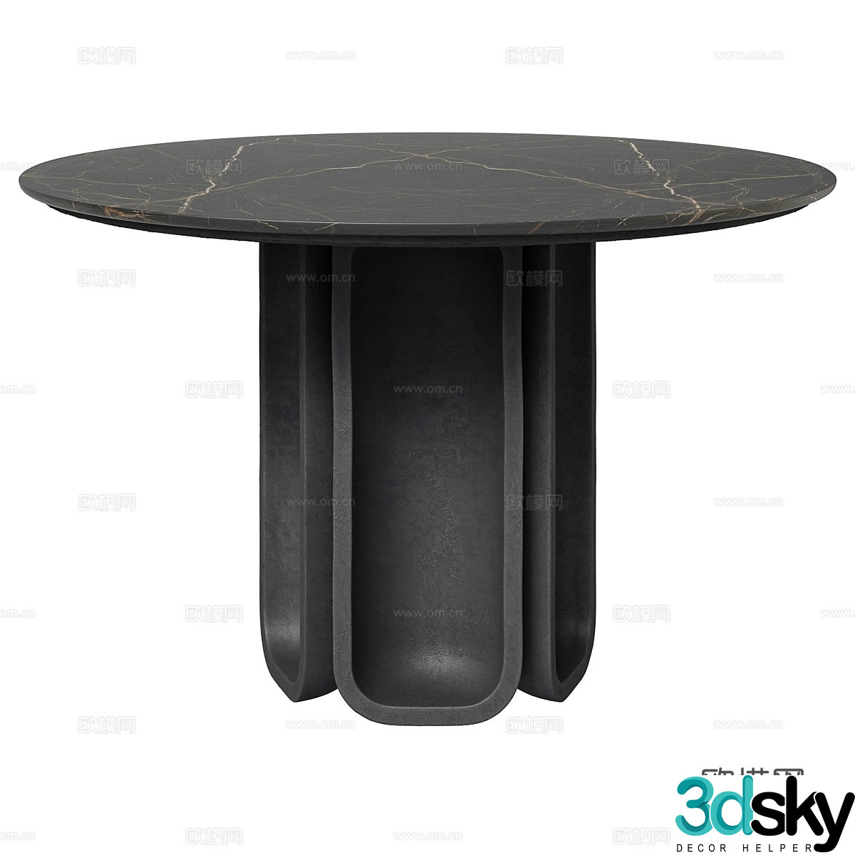 Modern Italian minimalist rock slab dining table 3D model