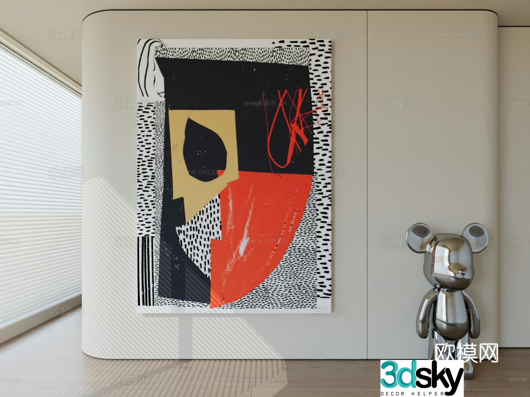Modern minimalist hanging painting abstract art hanging painting 3d model
