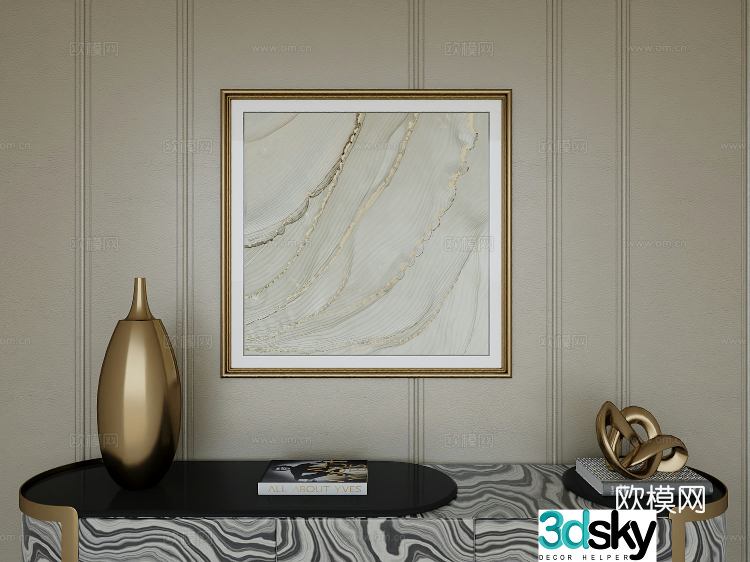 Italian light luxury high-end hanging painting 3D model