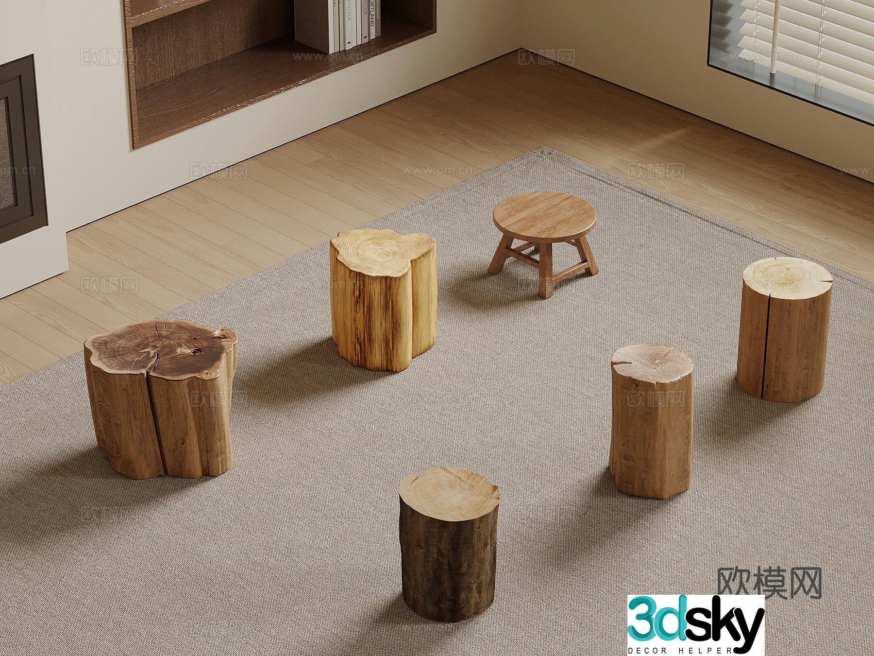 Other stools of Jijifeng Round stools Low stool 3D model