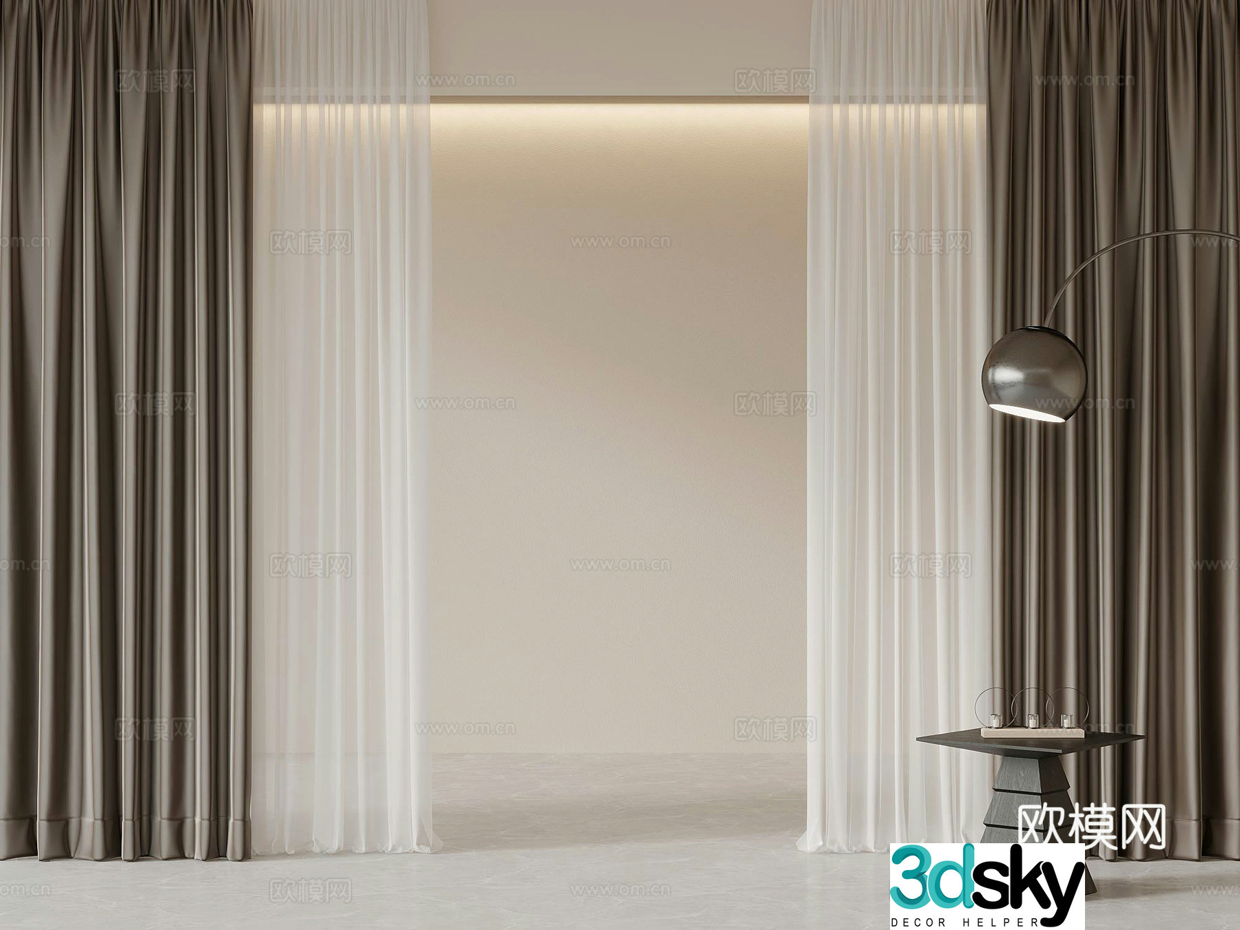 Curtains Modern Curtains Clothing Curtains Double Open Curtains Gauze 3D Model