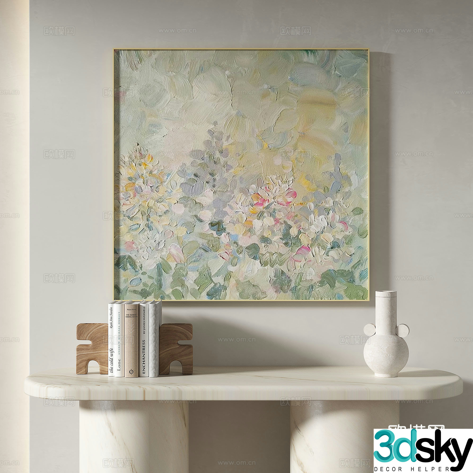 Modern minimalist creamy style retro abstract decorative painting 3d model
