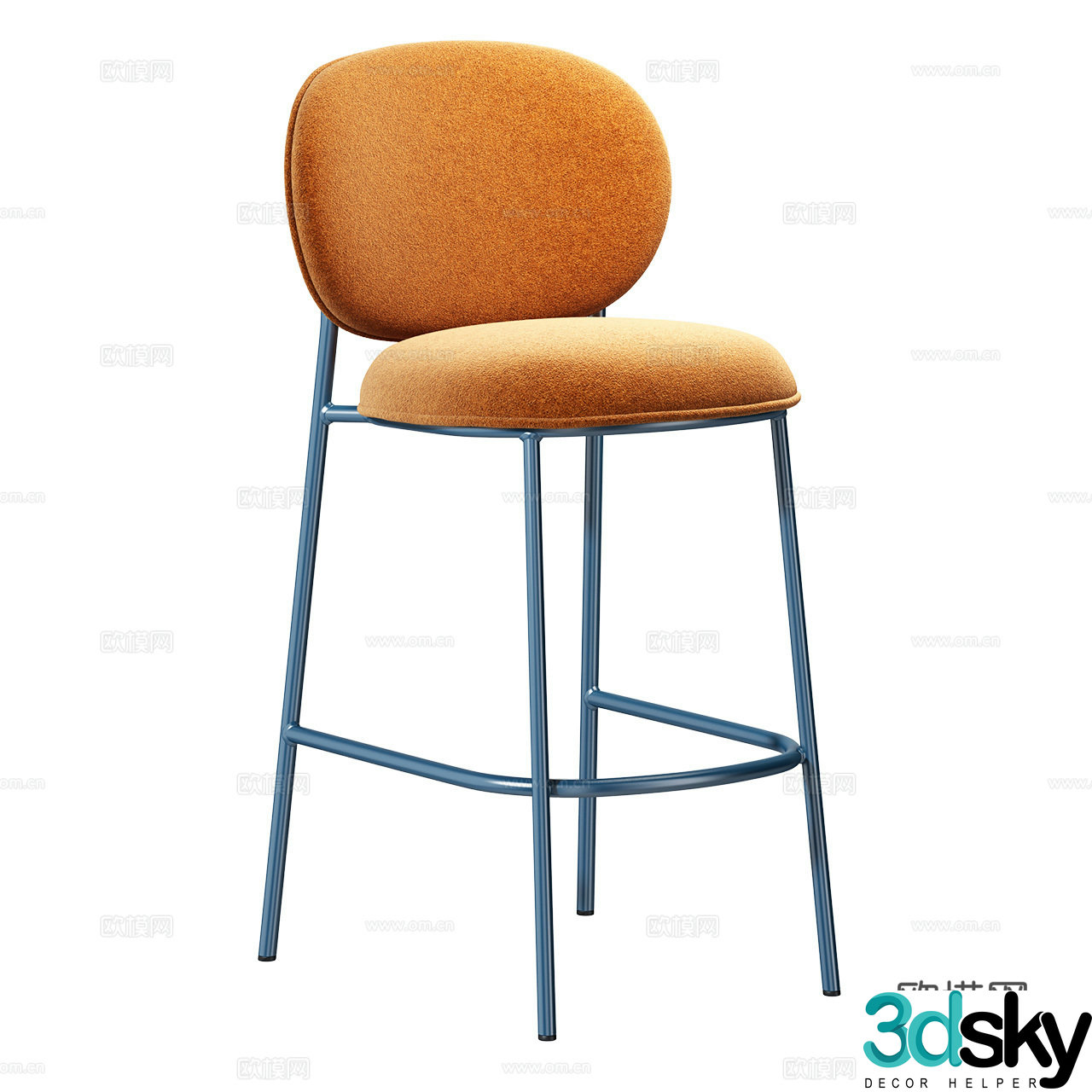 Pedrali Nordic bar chair Simple bar chair Fabric bar chair Minimalist bar chair 3D model