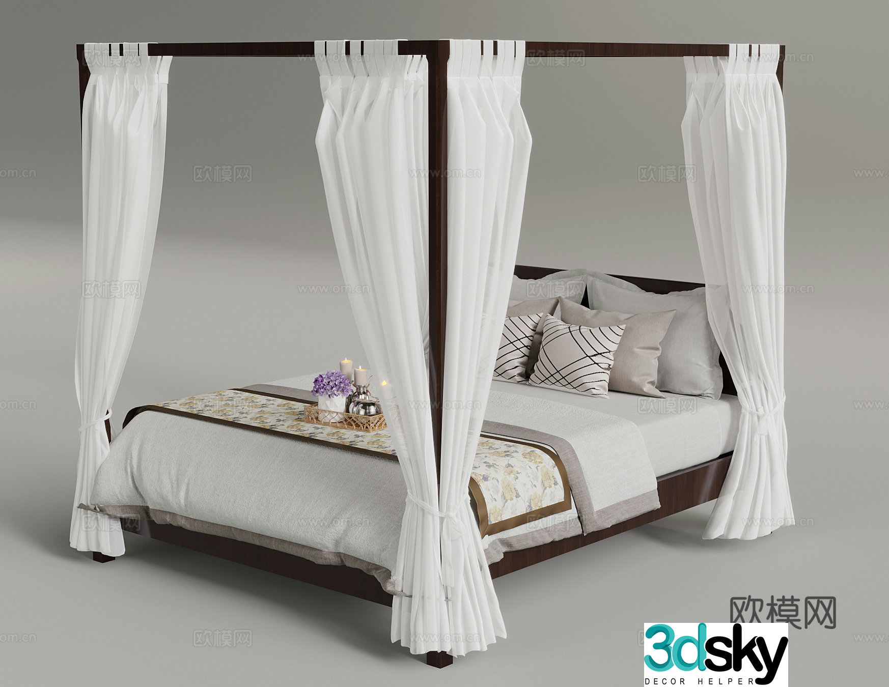 Double bed Hotel double bed 3d model