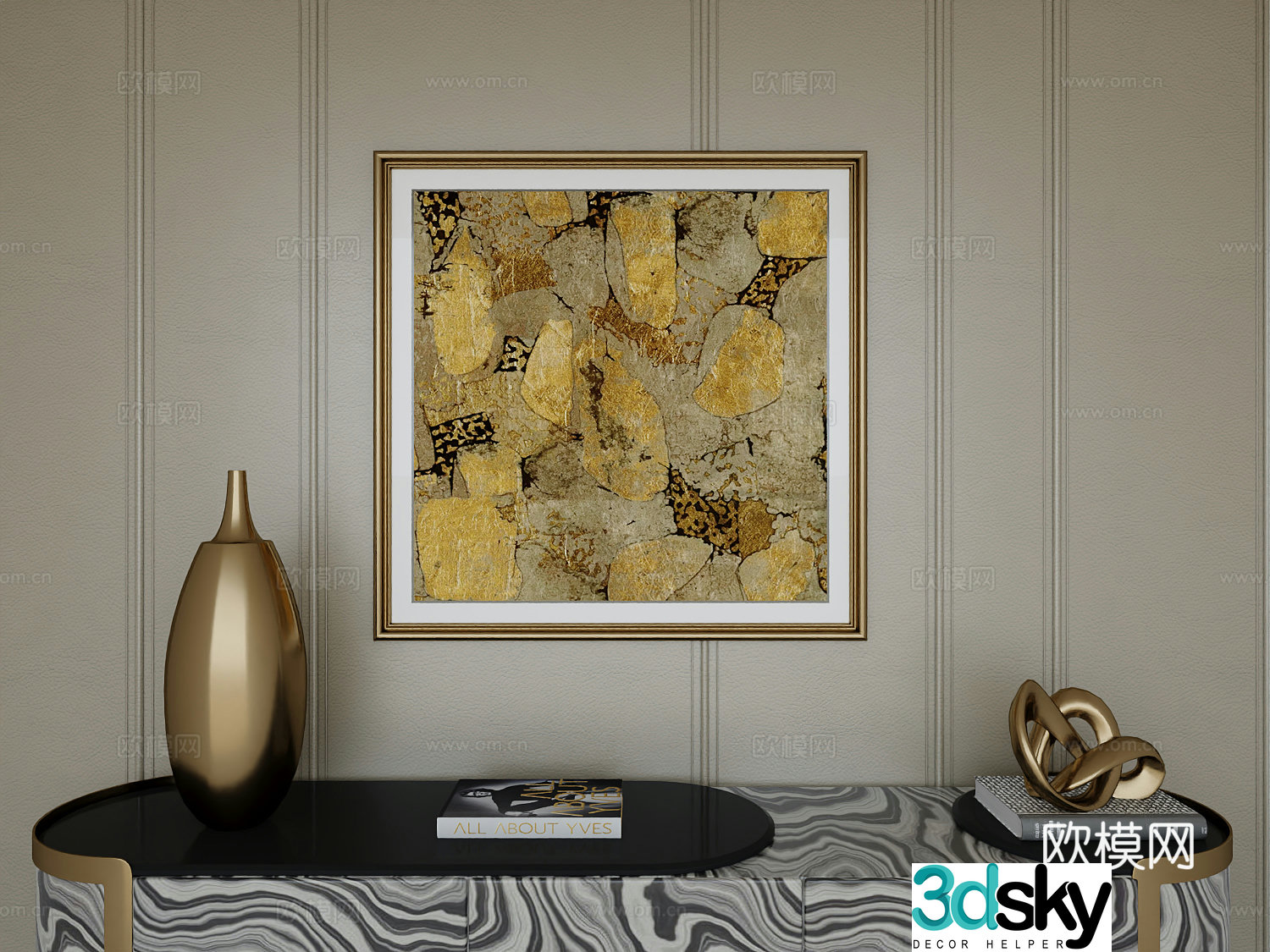 Italian light luxury high-end hanging painting 3D model
