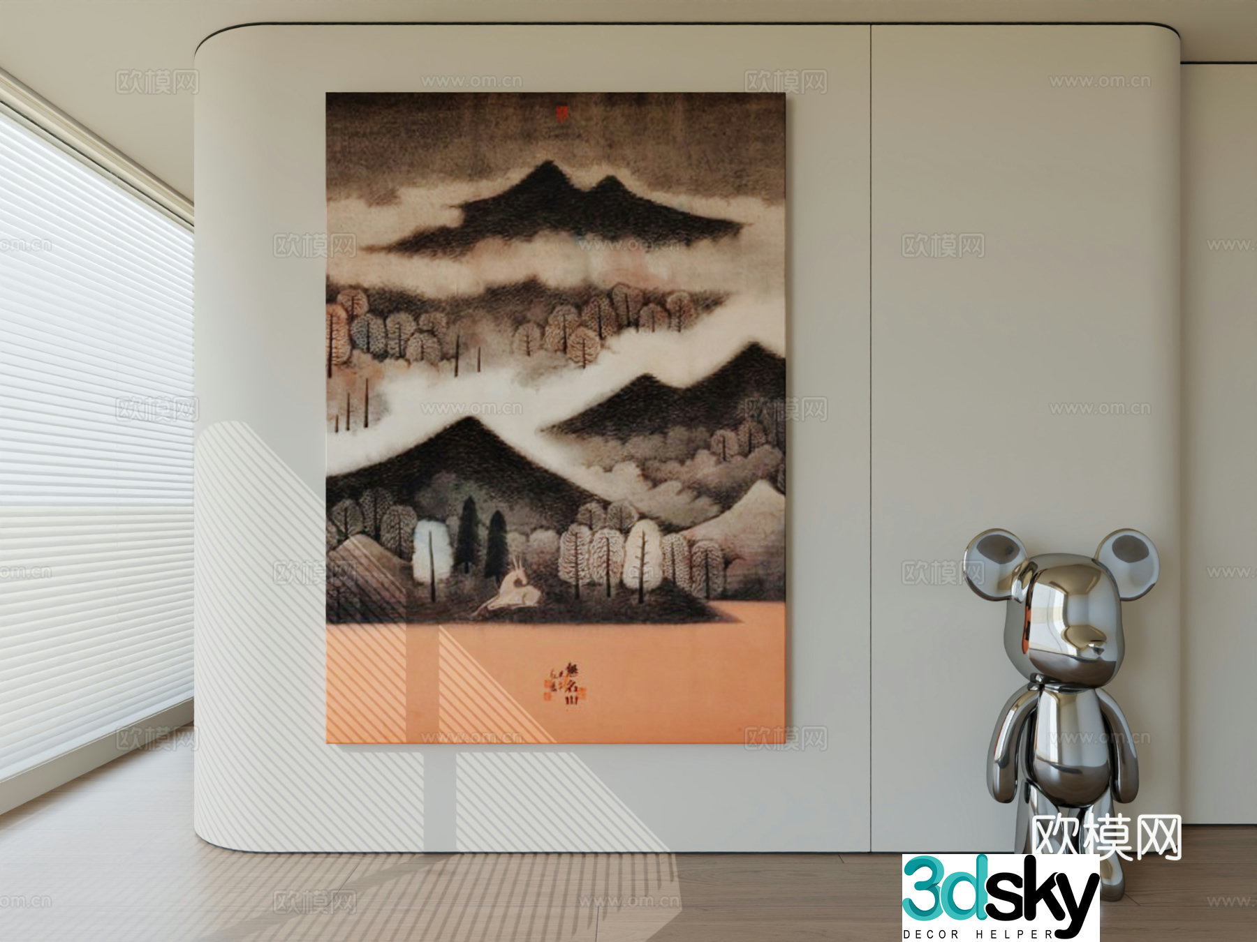 Modern minimalist hanging painting abstract art hanging painting 3d model