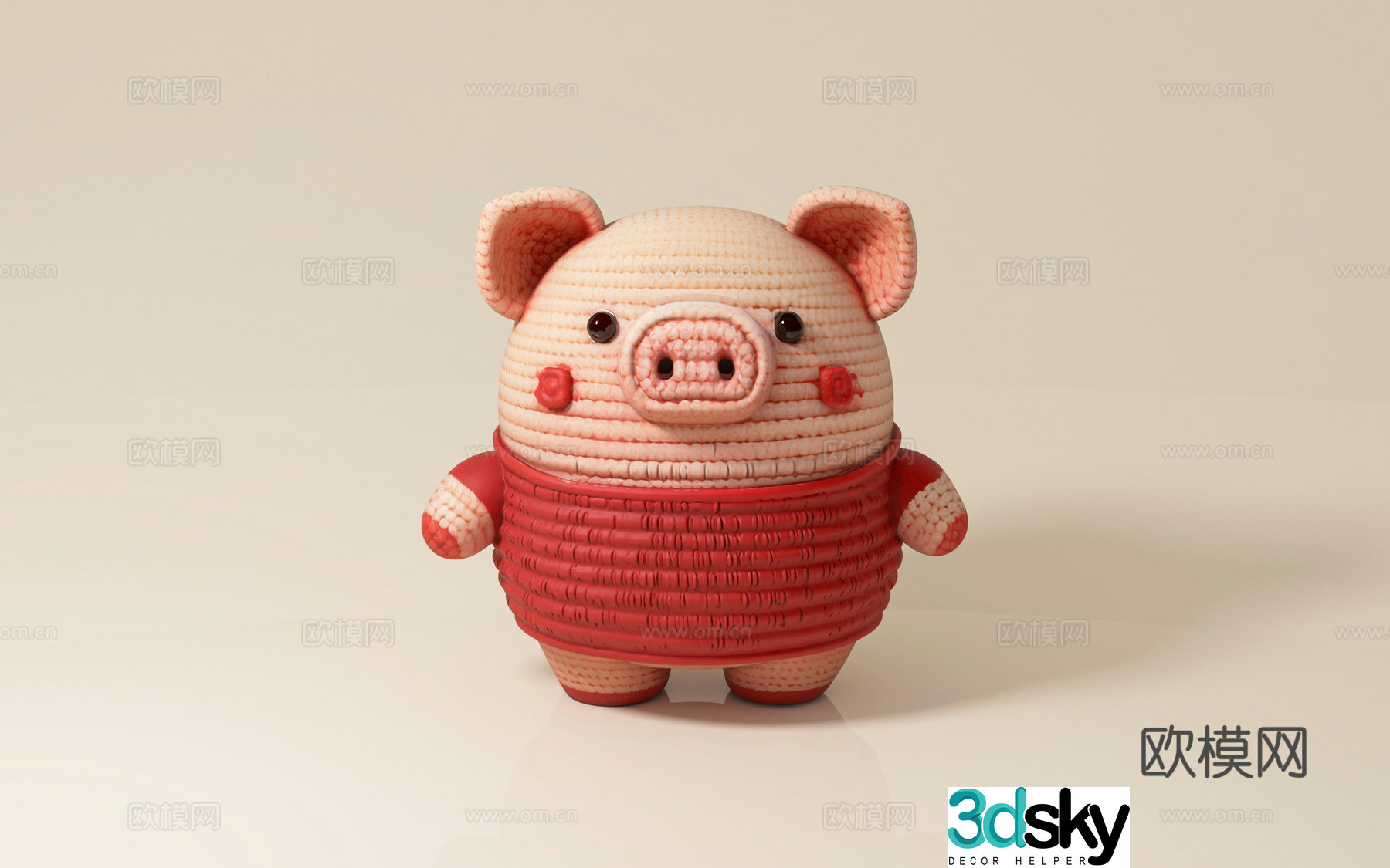 Cartoon piglet yarn piglet make piglet cartoon animals toy doll art creativity business 3d model