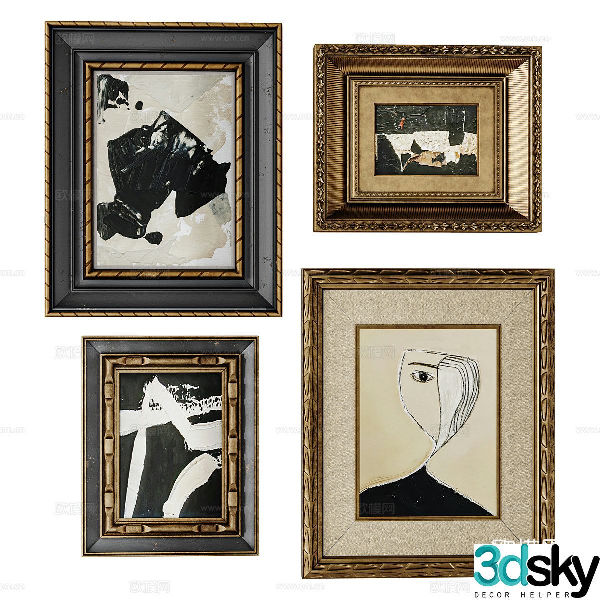 American French decorative hanging painting 3d model