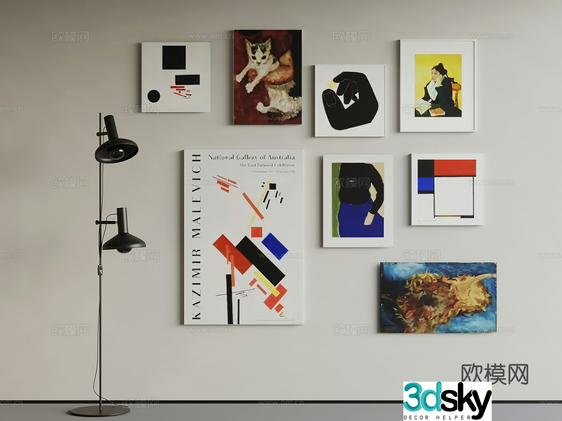 Modern dopamine decorative painting floor lamp 3d model
