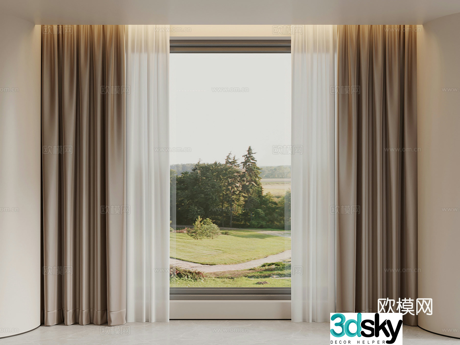 Curtains Modern Curtains Cloth Curtains Gauze Curtains Double Open Curtains 3D Model