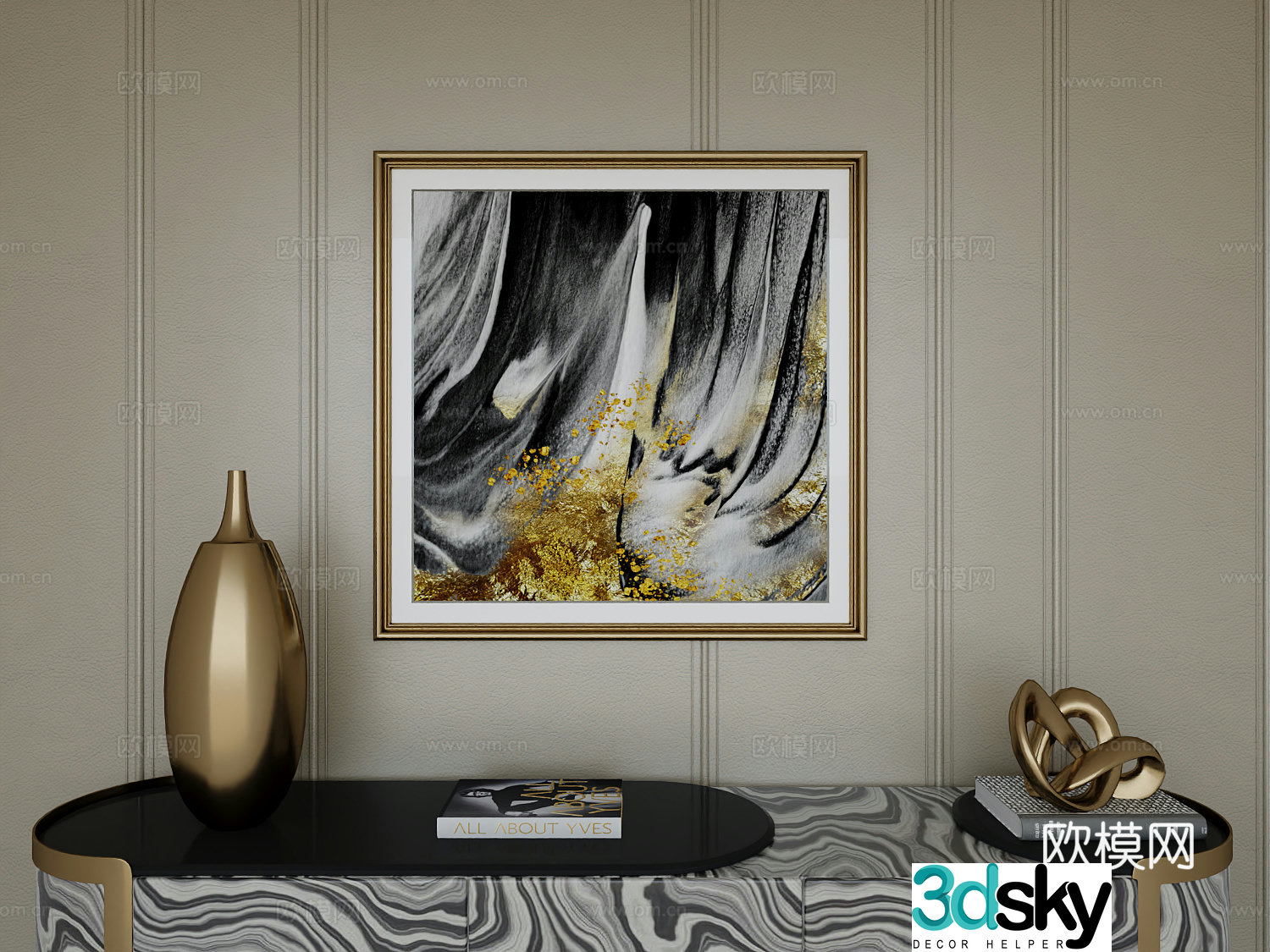 Italian light luxury high-end hanging painting 3D model