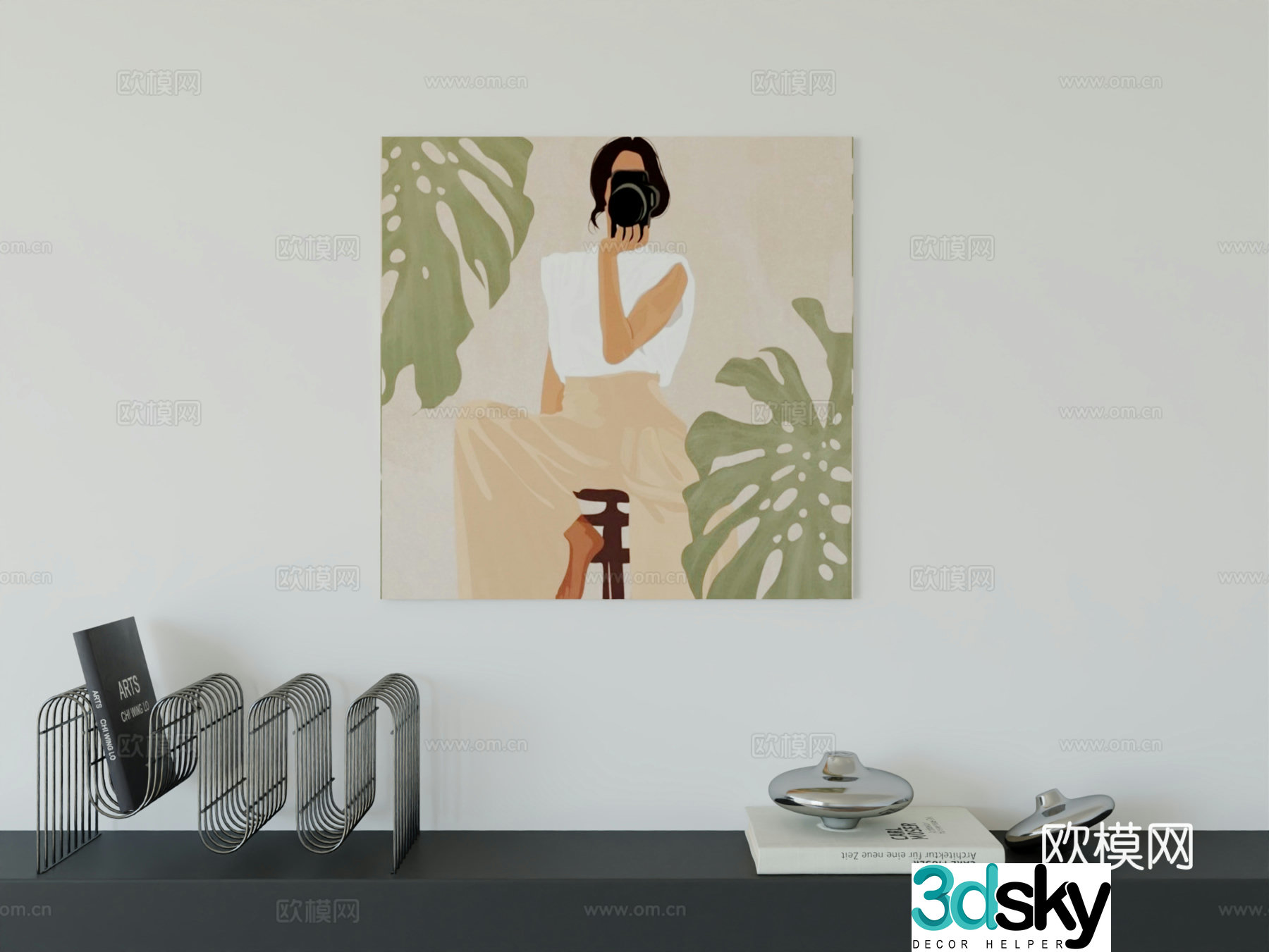 Modern minimalist hanging painting Bauhaus art hanging painting 3d model