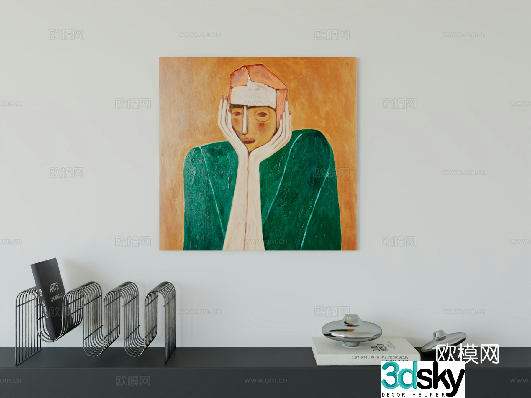 Modern minimalist hanging painting Bauhaus art hanging painting 3d model