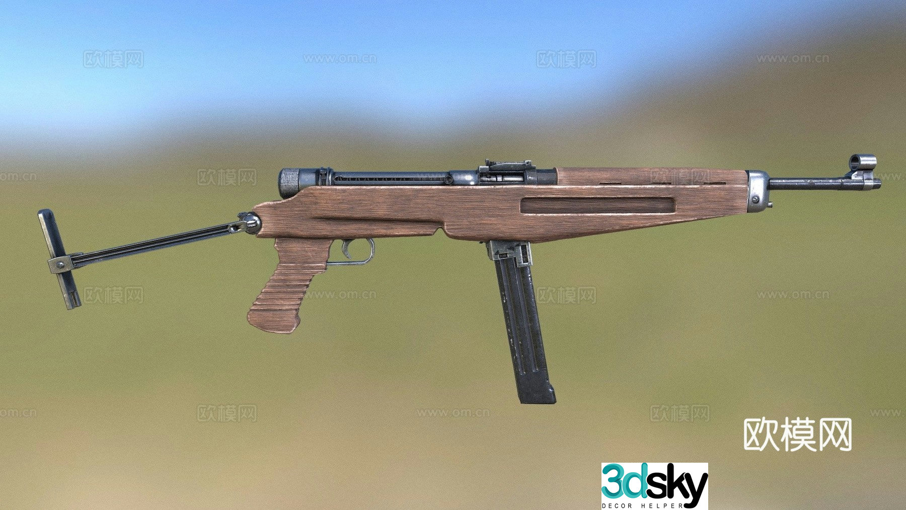 Hungarian Danubia 43M submachine gun 3d model