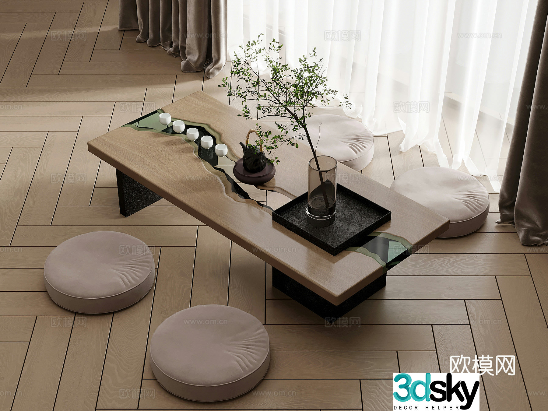 Tea table and chair New Chinese style tea table and chair Tea table 3D model