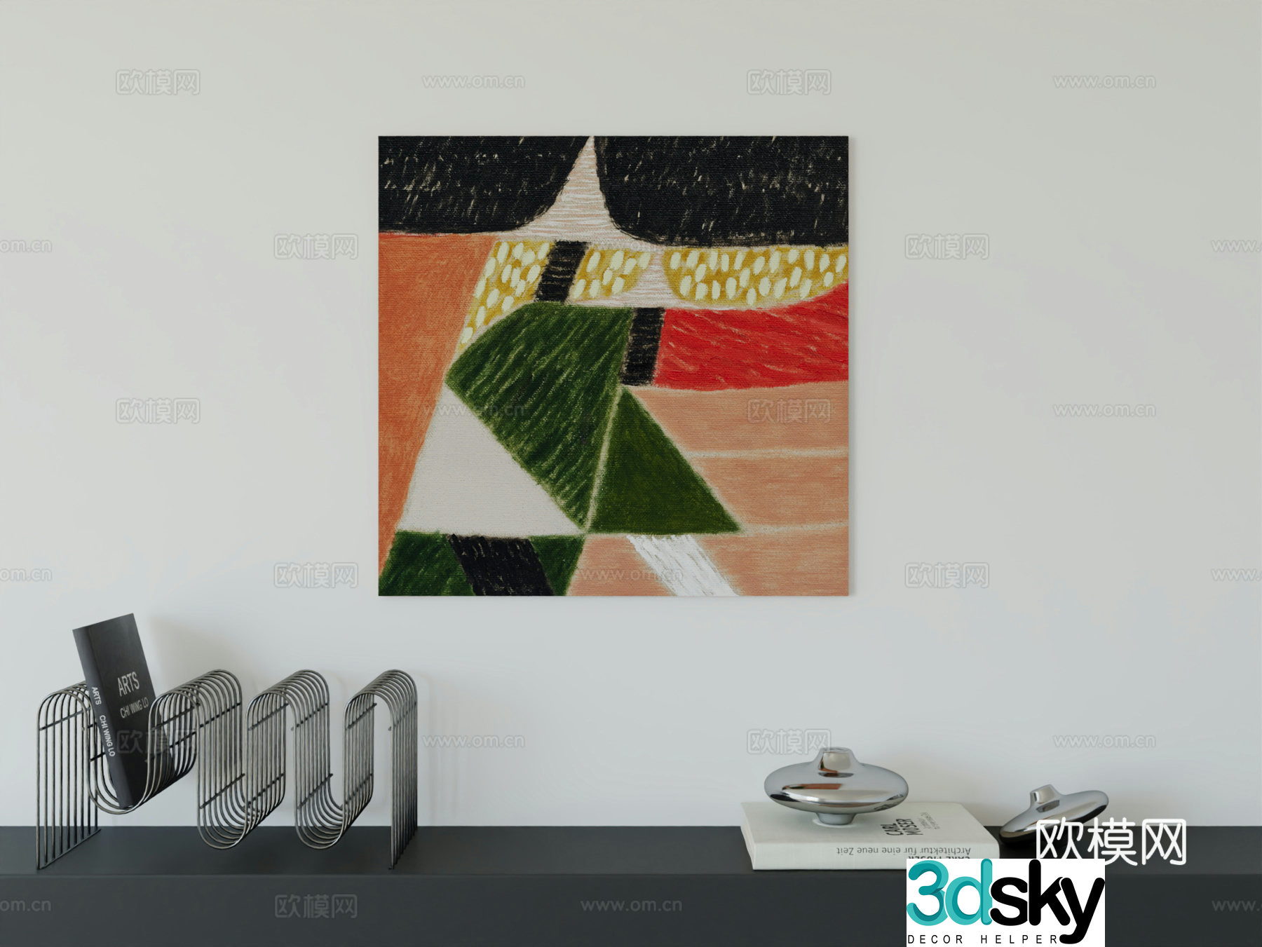 Modern minimalist hanging painting Bauhaus art hanging painting 3d model