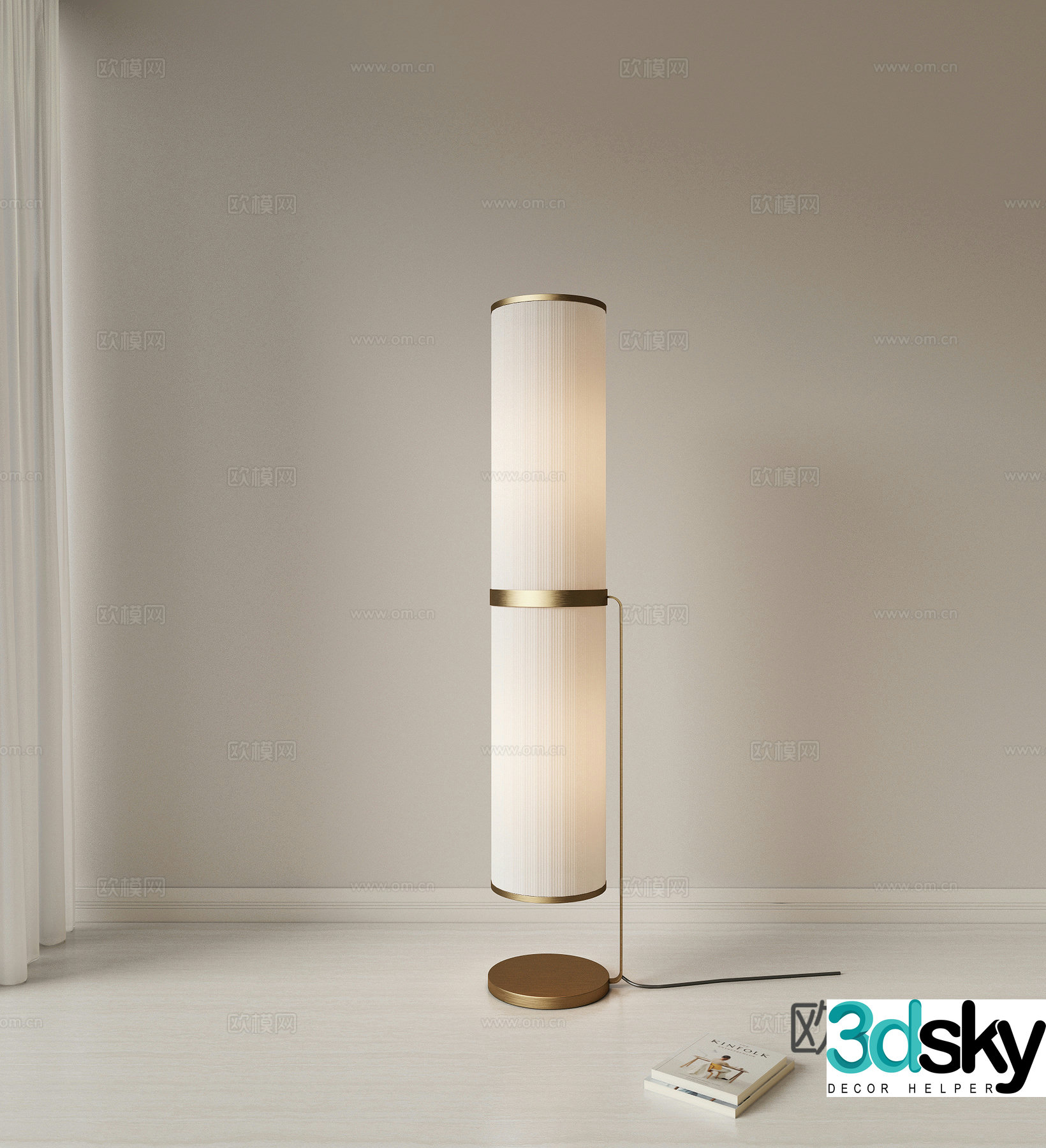 Modern light luxury metal floor lamp Living room floor lamp Study room floor lamp Retro floor lamp 3D model