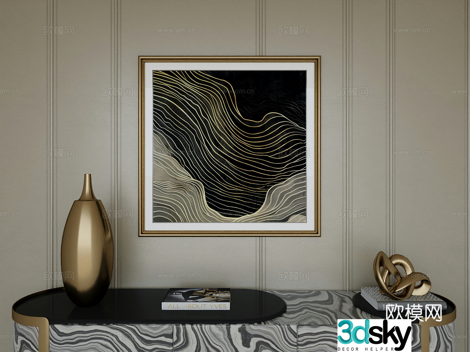 Italian light luxury high-end hanging painting 3D model
