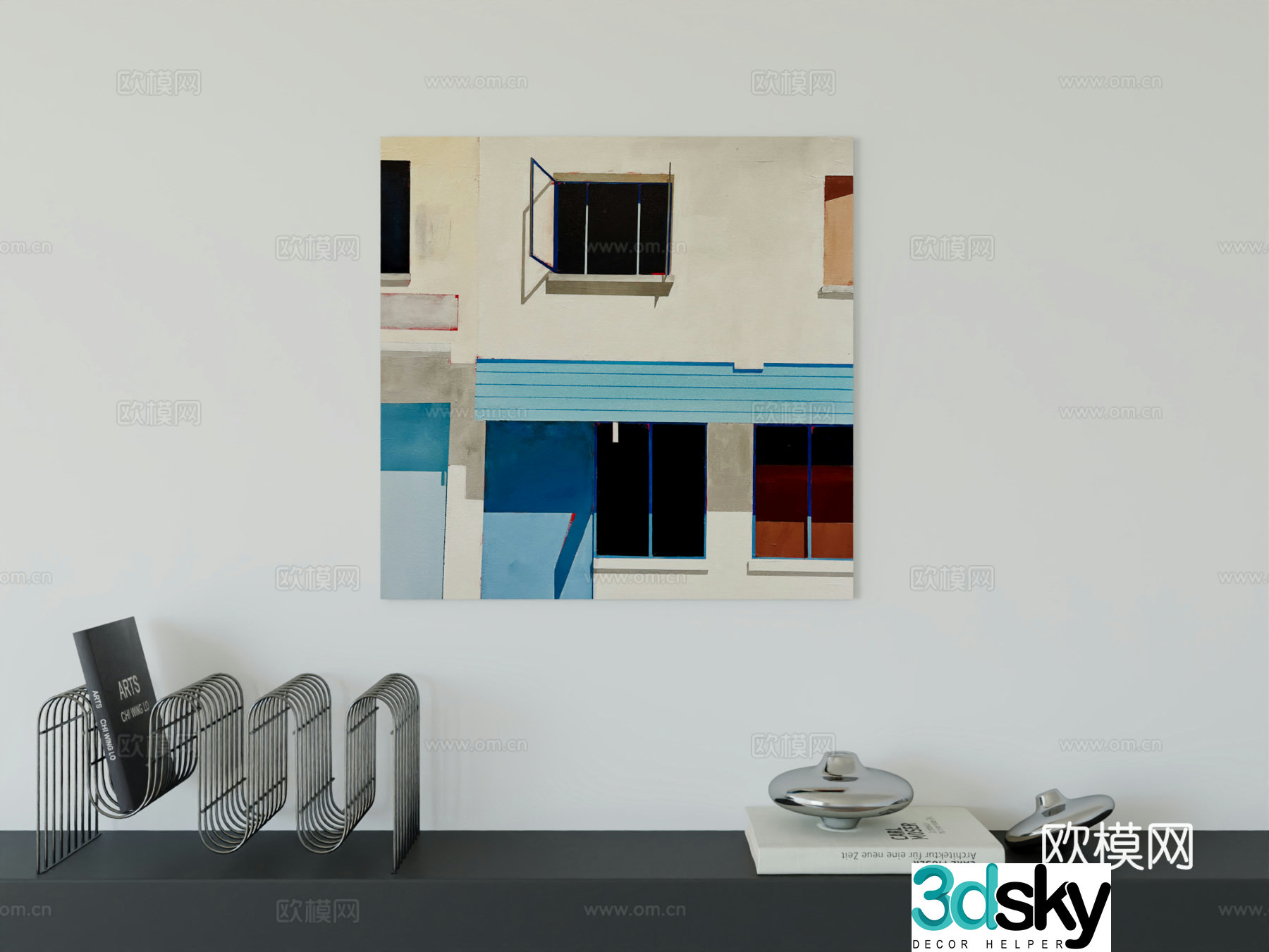 Modern minimalist hanging painting Bauhaus art hanging painting 3d model