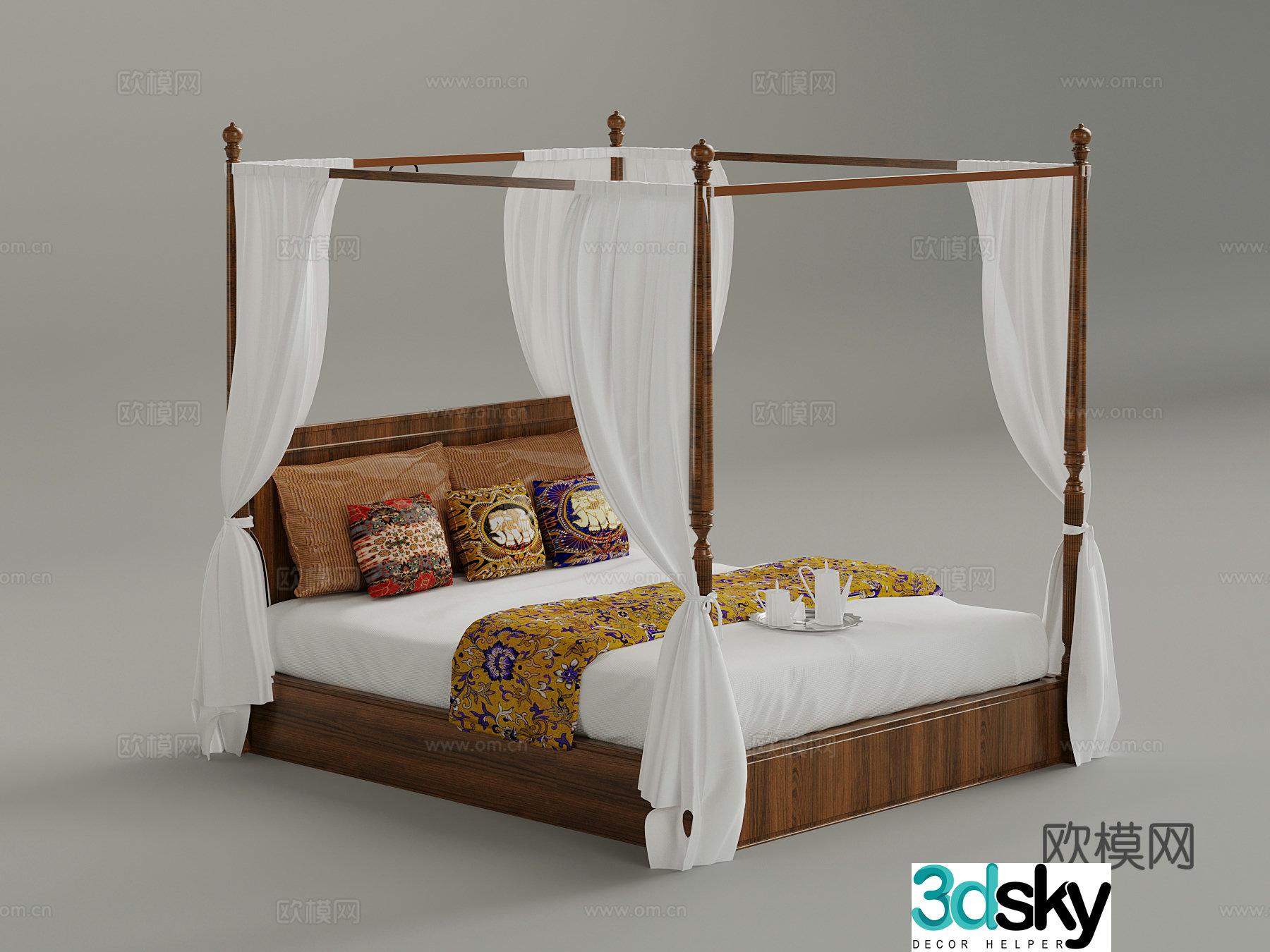 Double bed Wasabi folk double bed 3d model
