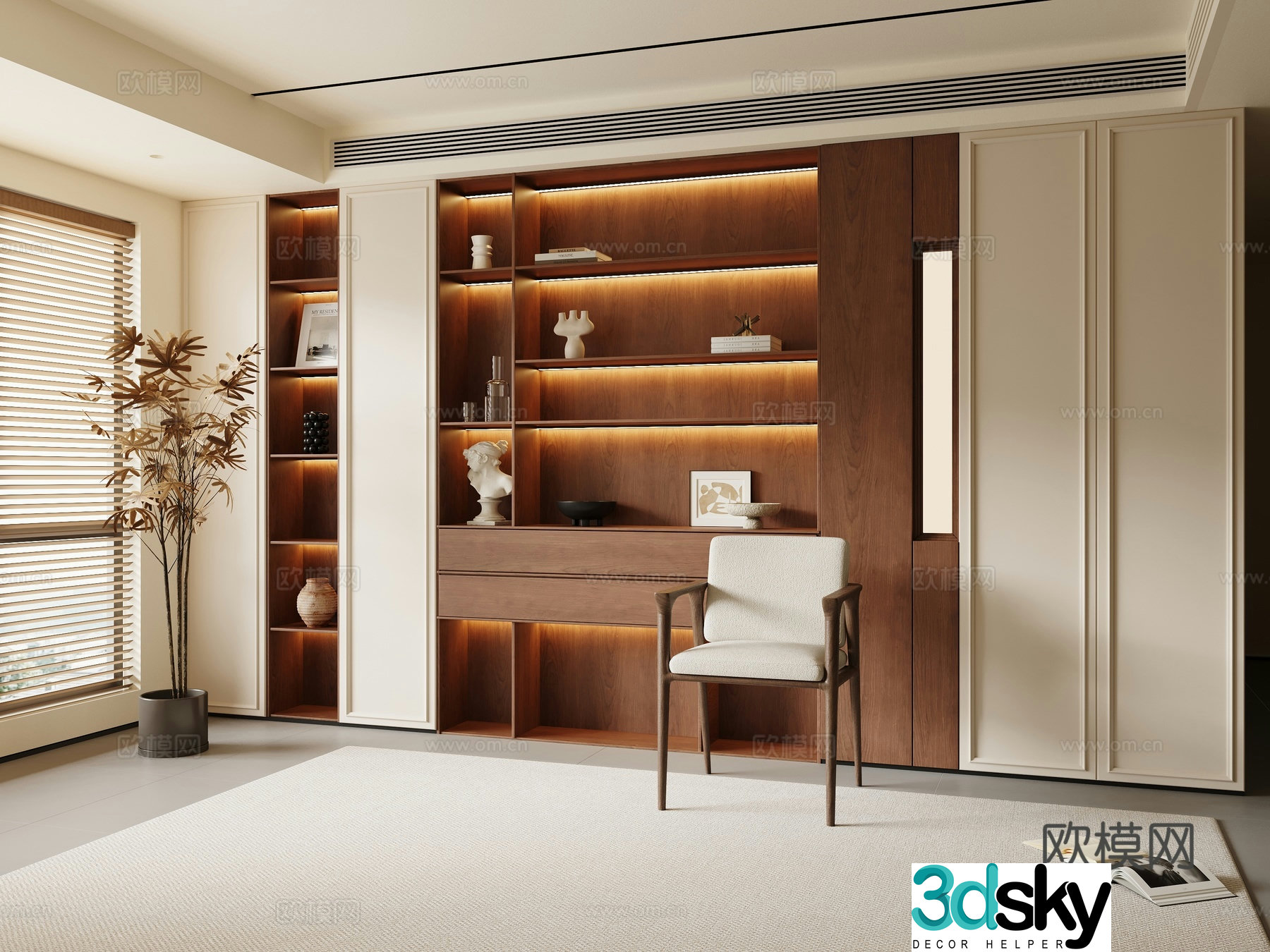 3D model of medieval style bookcase