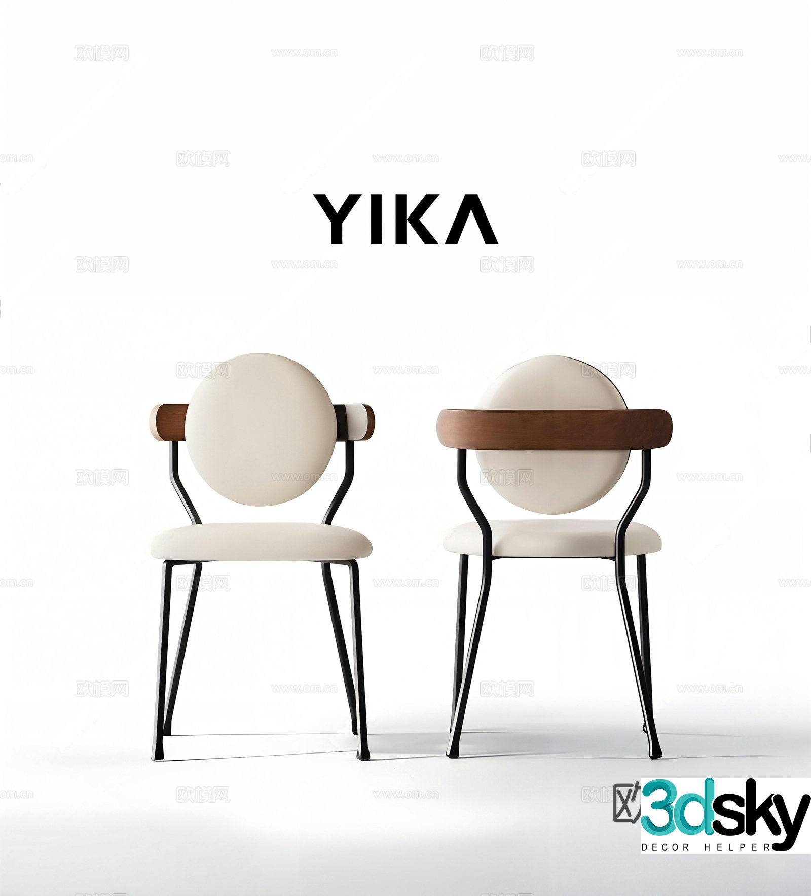 American minimalist dining chair YIKI dining chair American dining chair Single chair Backrest chair 3d model