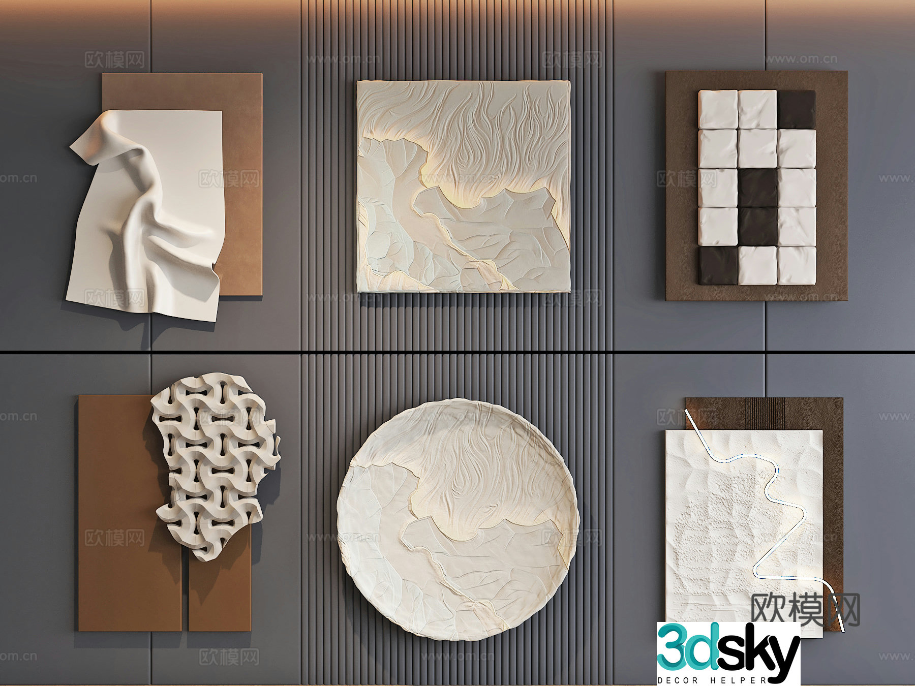 Modern wall decoration pendant art installation three-dimensional painting 3d model