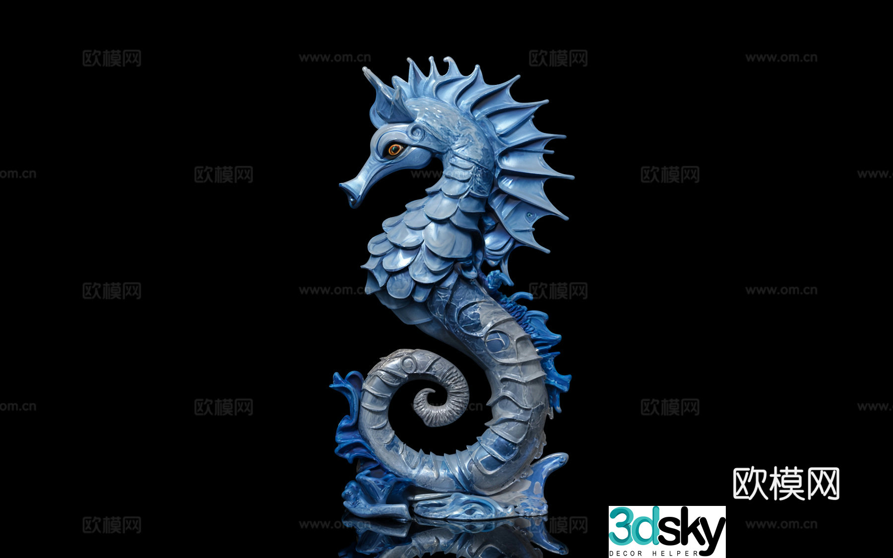 Ice seahorse seahorse shape cool style seahorse form sculpture creative art 3d model