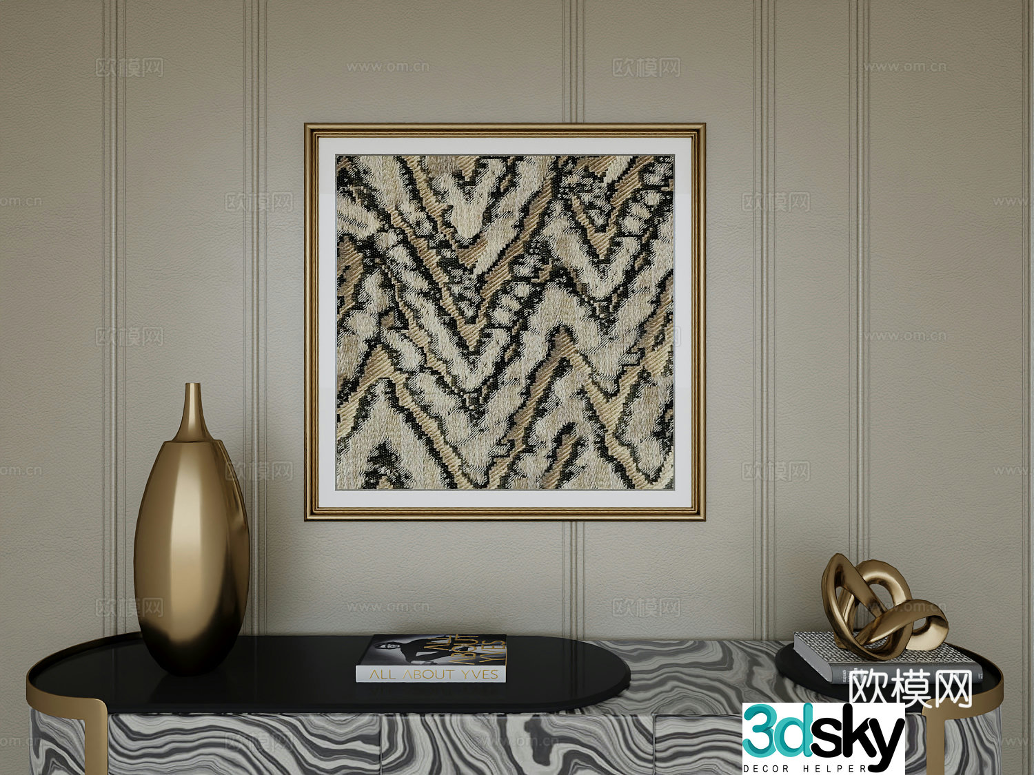 Italian light luxury high-end hanging painting 3D model