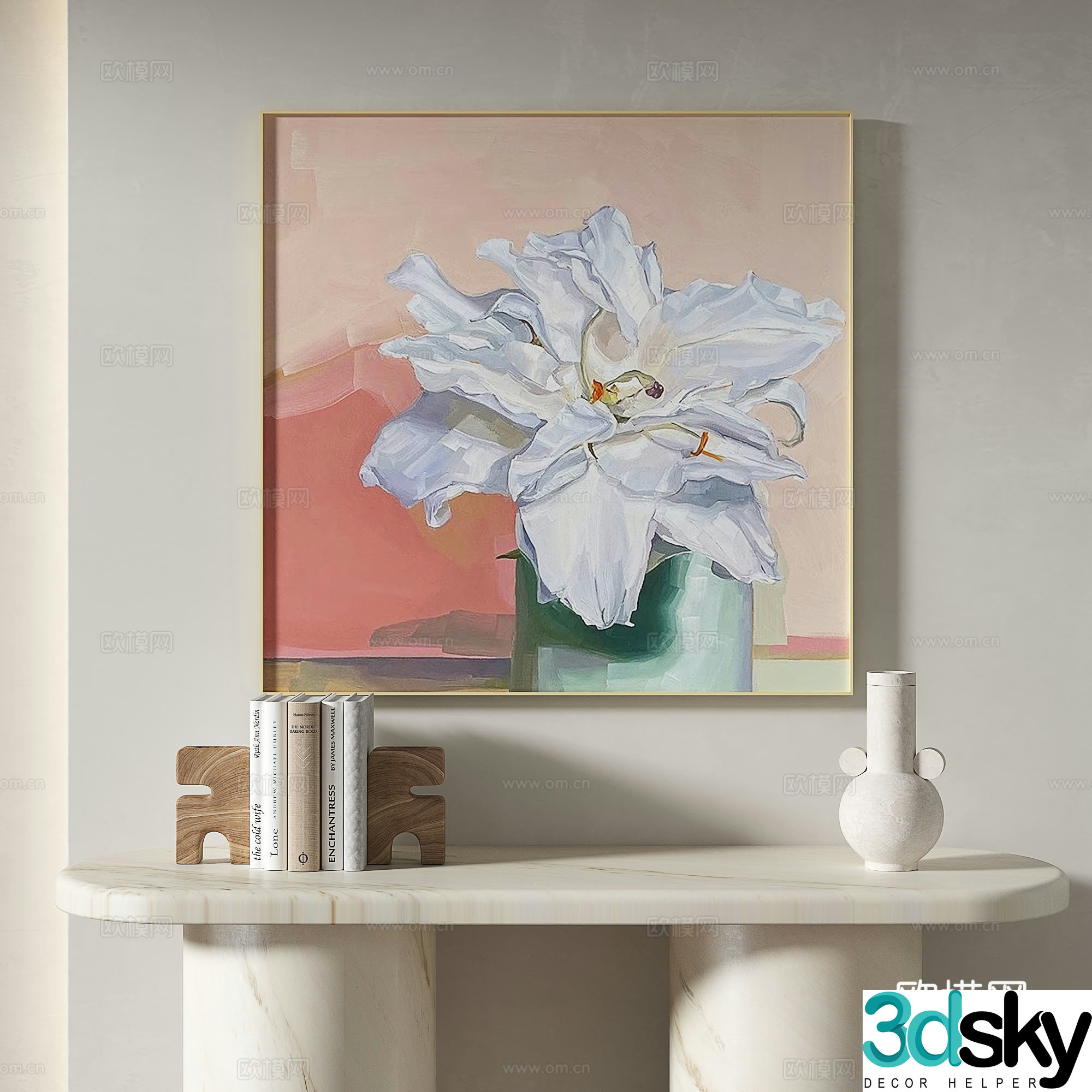 Modern minimalist creamy style retro abstract decorative painting 3d model