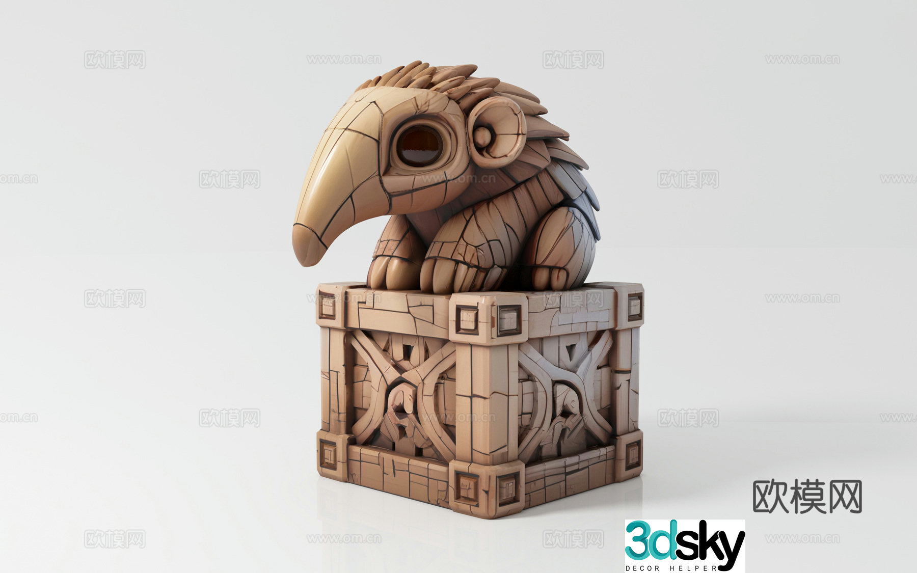 Anteater Cartoon Animal Wood Carving Stone Carving Statue Totem Seal Three-dimensional Totem Ma 3D Model