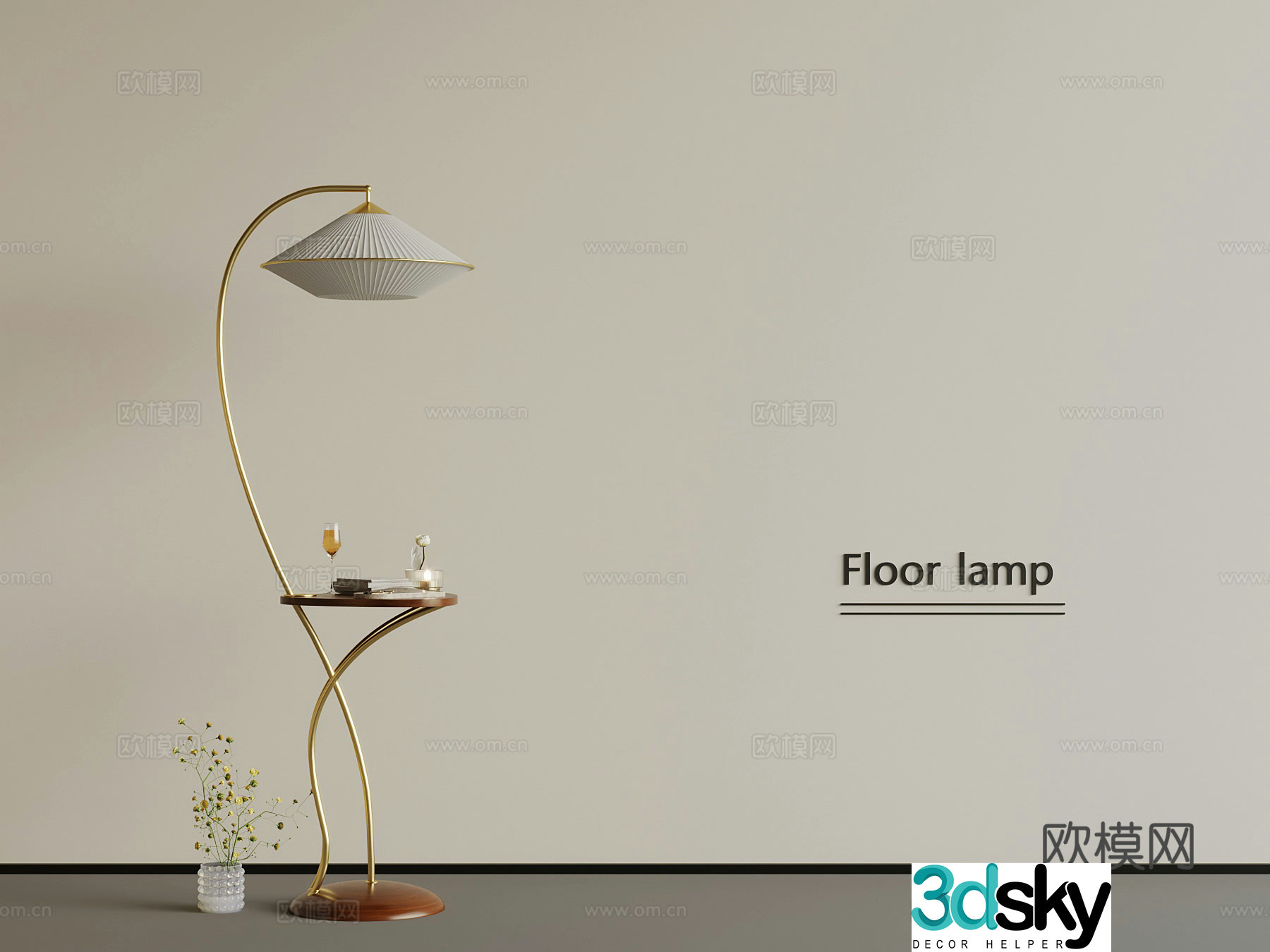 Middle style floor lamp side 3D model