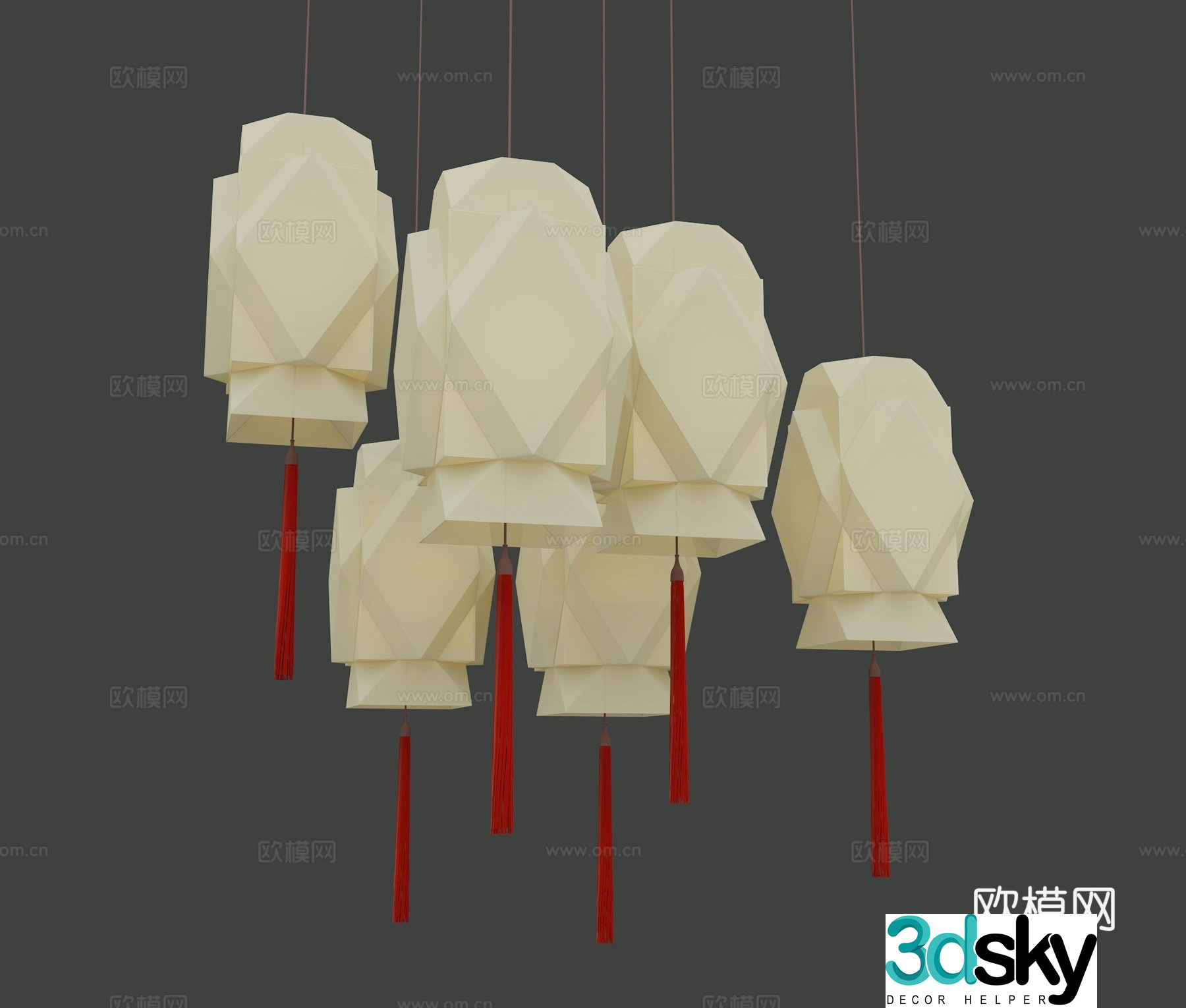New Chinese chandelier 3D model