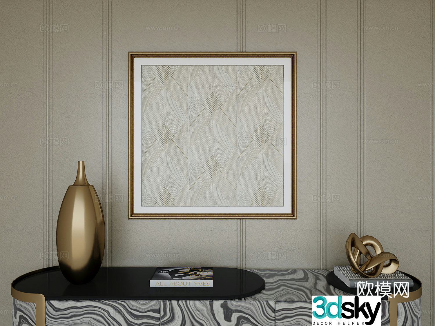 Italian light luxury high-end hanging painting 3D model