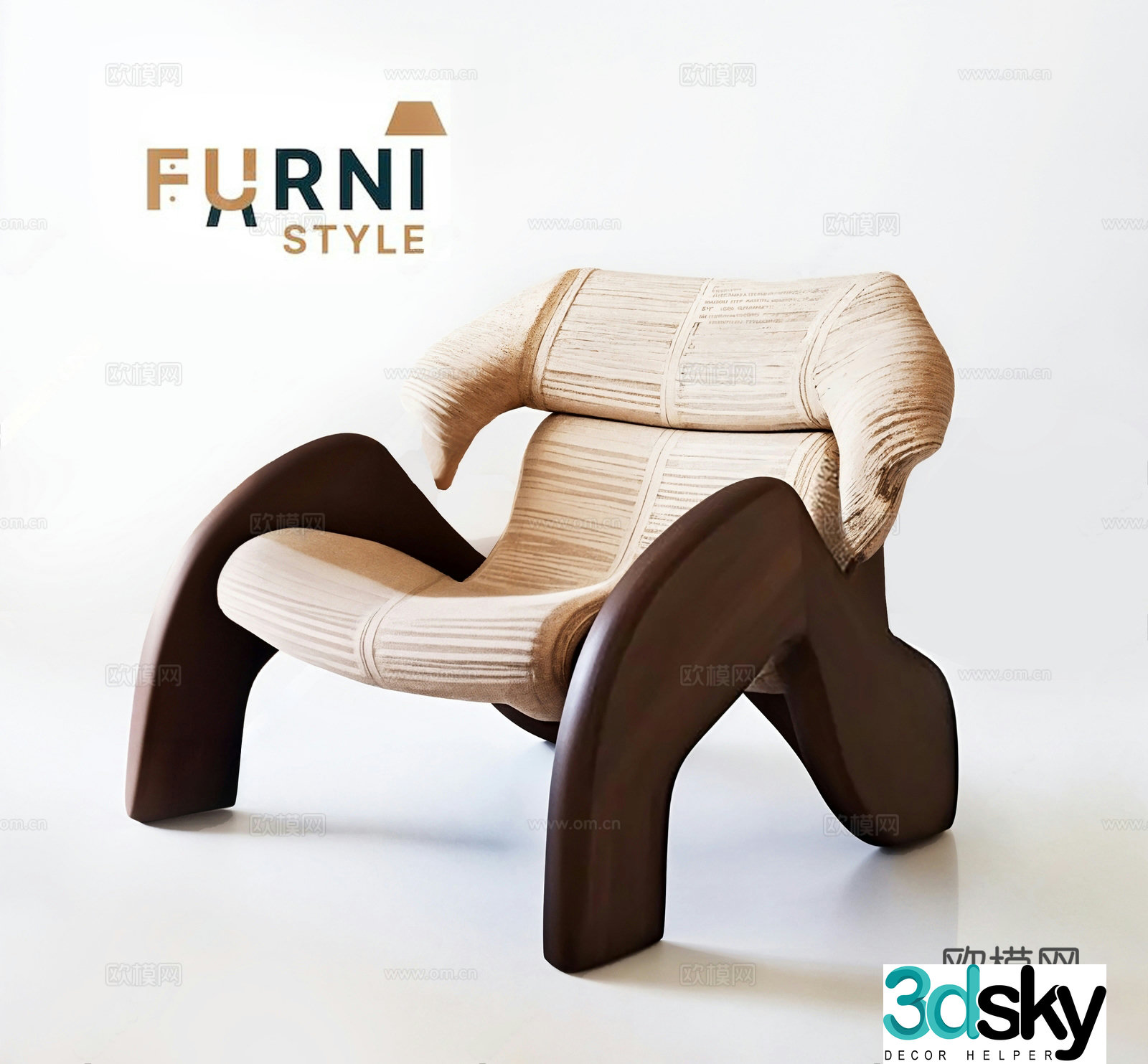 Wasabi leisure chair Wasabi log single chair Leisure chair Middle-aged leisure chair Armchair Fabric chair 3D model