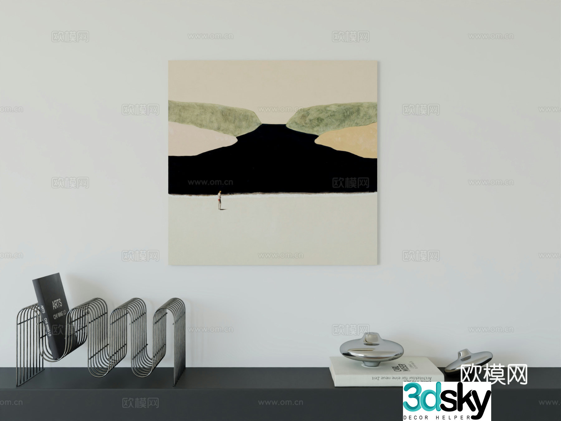 Modern minimalist hanging painting Bauhaus art hanging painting 3d model
