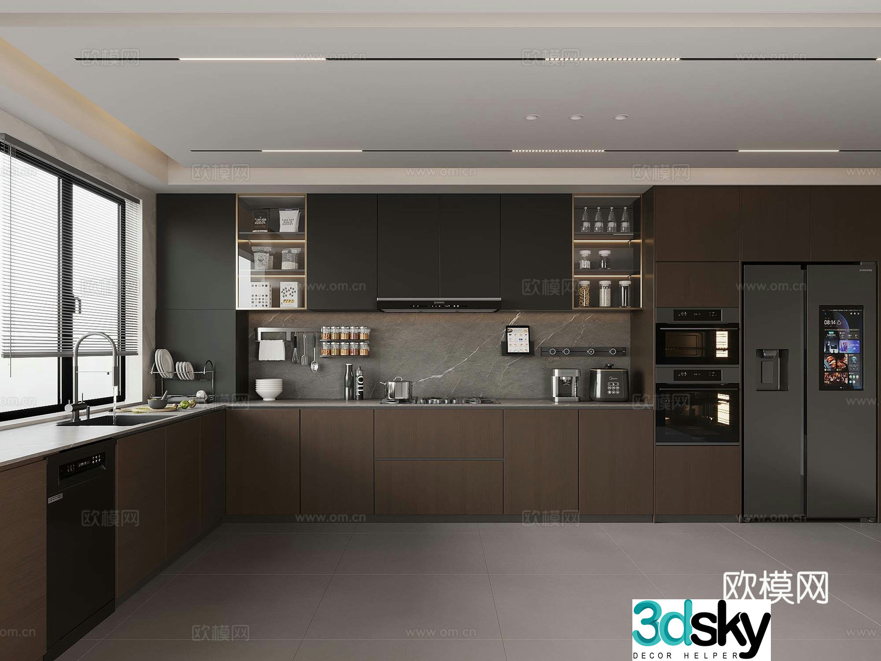Italian kitchen cabinets refrigerators other appliances 3D models