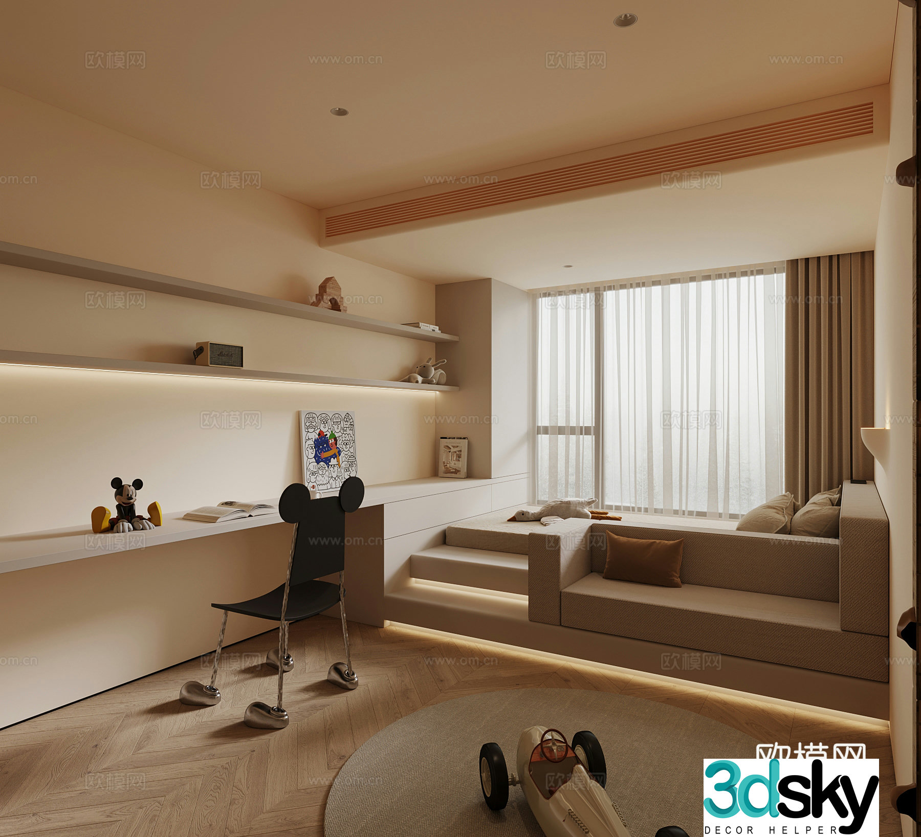 Tatami bedroom study 3d model