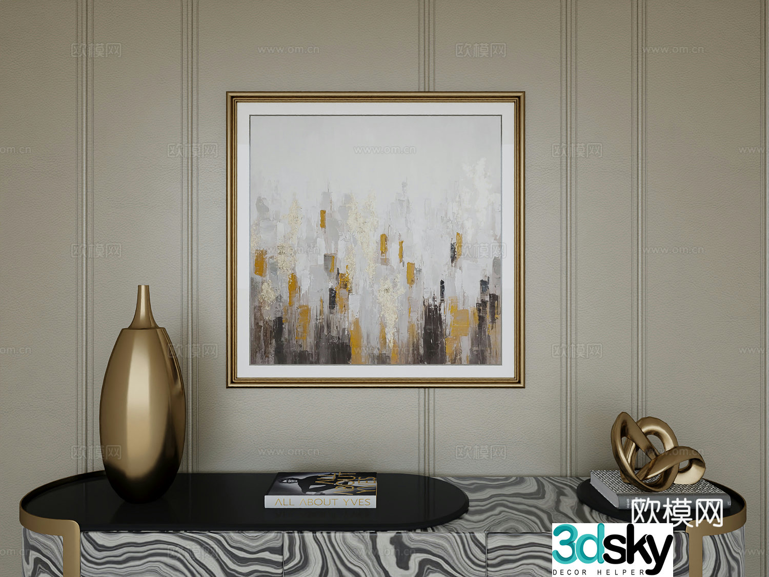 Italian light luxury high-end hanging painting 3D model