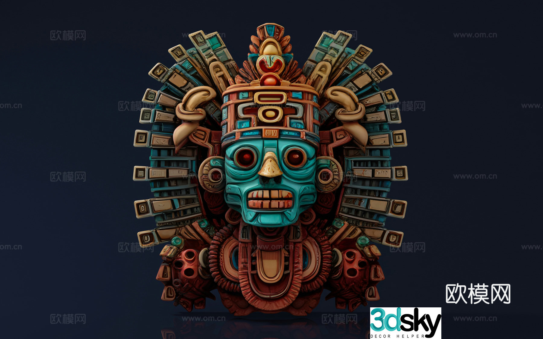 Aztec cultural mask Mayan cultural relics sculpture mask Religious art God statue sculpture Sacrifice 3D model