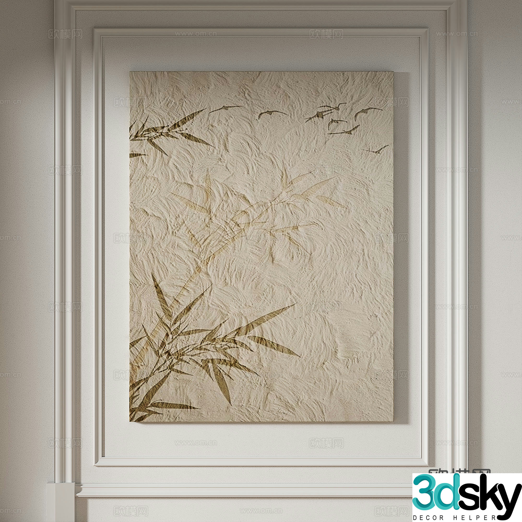 Modern simple texture abstract light luxury wasabi three-dimensional decorative painting 3d model