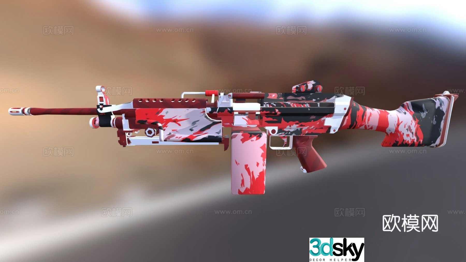 M249 blood splatter version 3d model