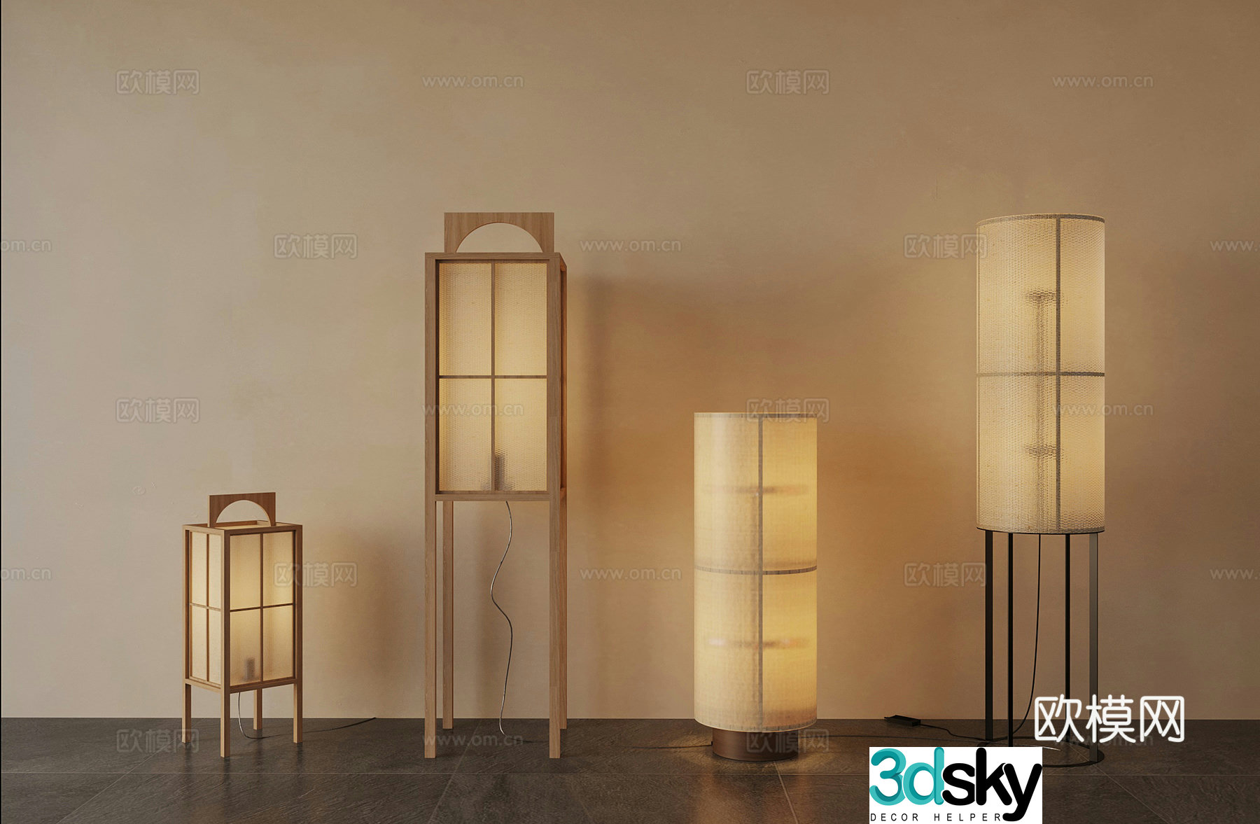 New Chinese style floor lamp modern floor lamp 3D model