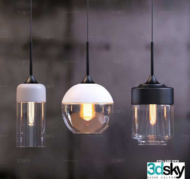 Industrial loft chandelier chandelier multi-head chandelier 3d model
