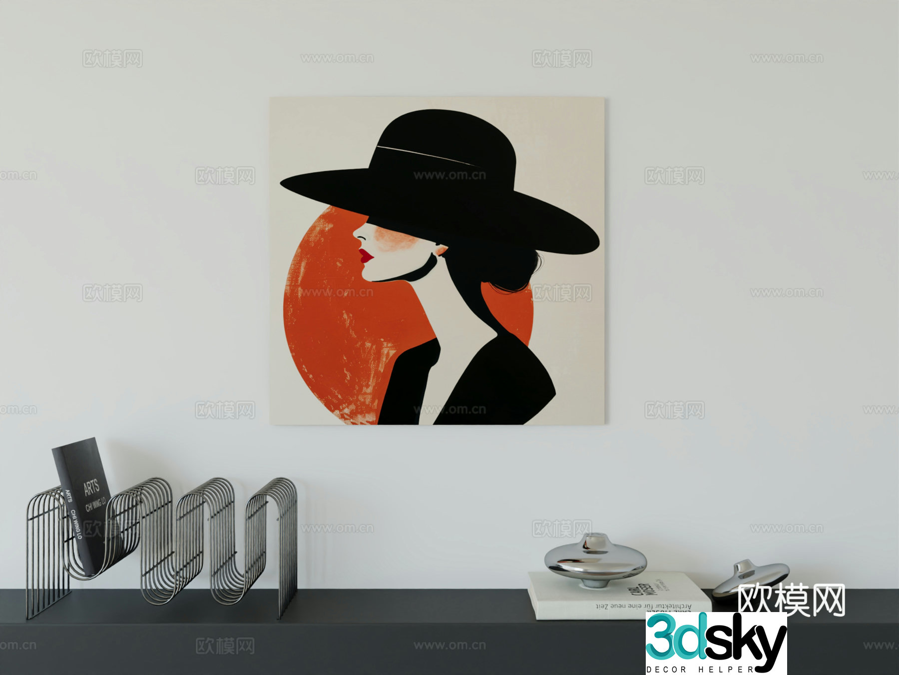 Modern minimalist hanging painting Bauhaus art hanging painting 3d model