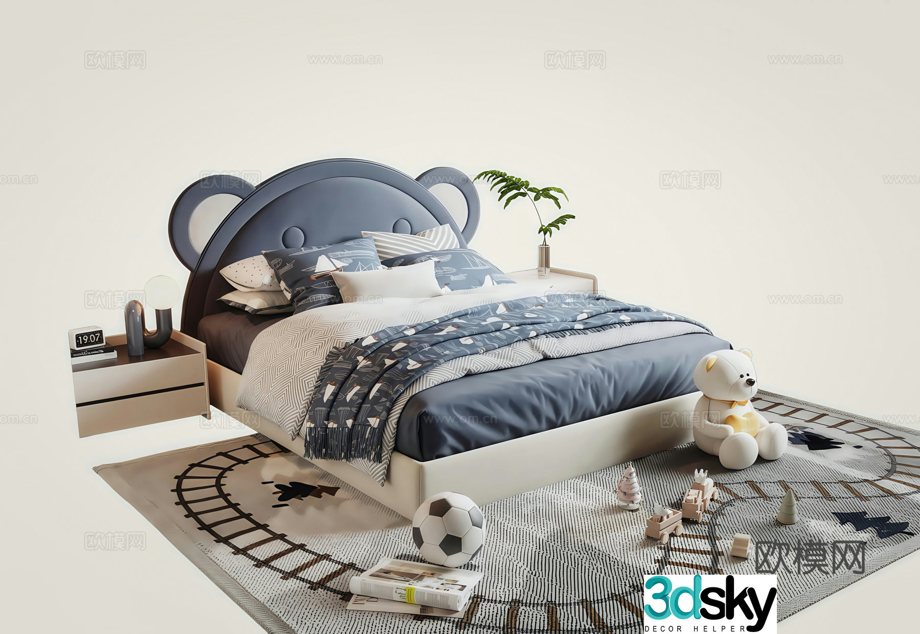 Modern children’s bed children’s mutton toy bedside table 3d model