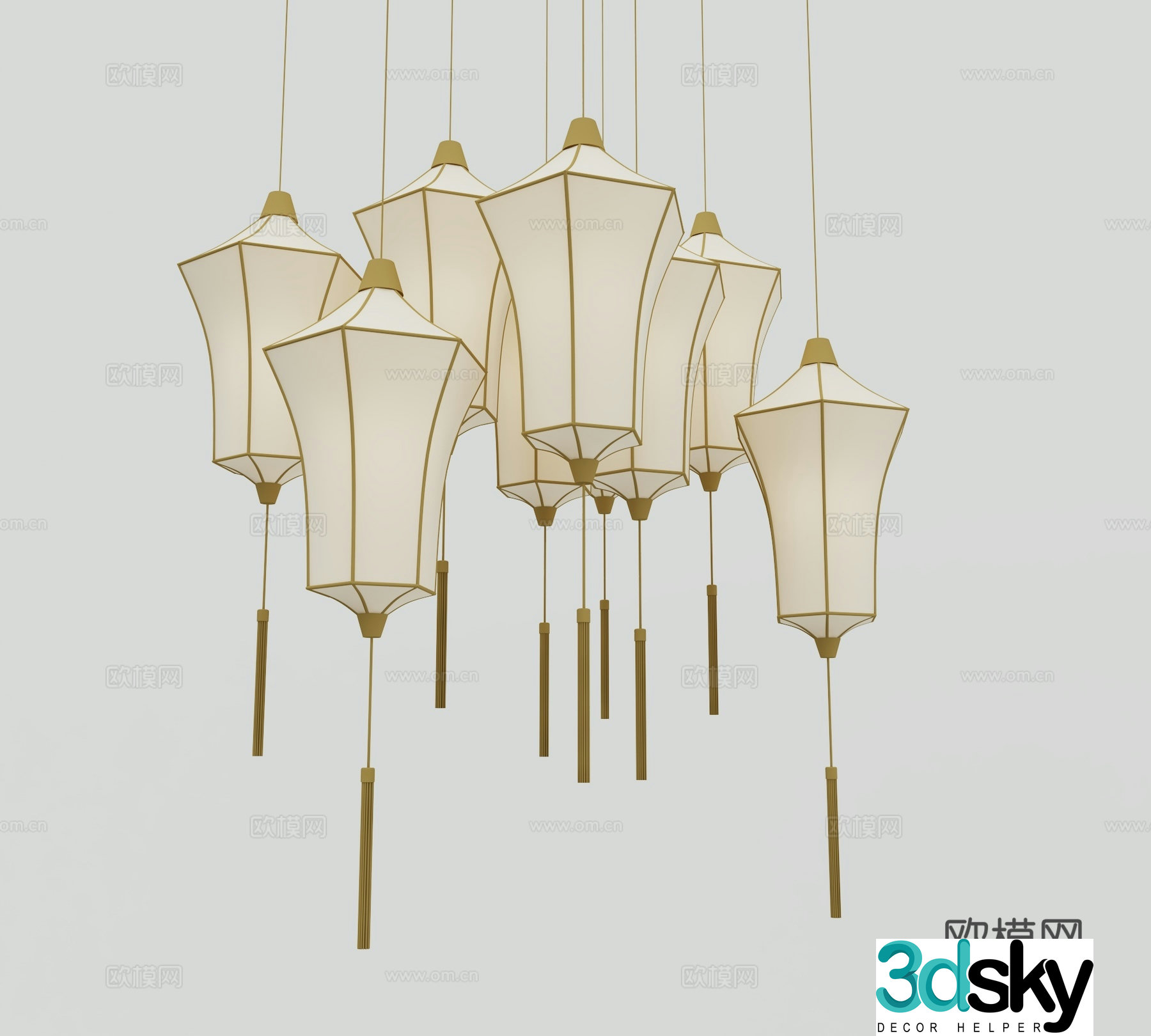 New Chinese chandelier 3D model